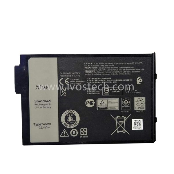 7WNW1 51Wh 11.4V Replacement Laptop Battery for Dell Latitude 5424 5420 7424 Rugged