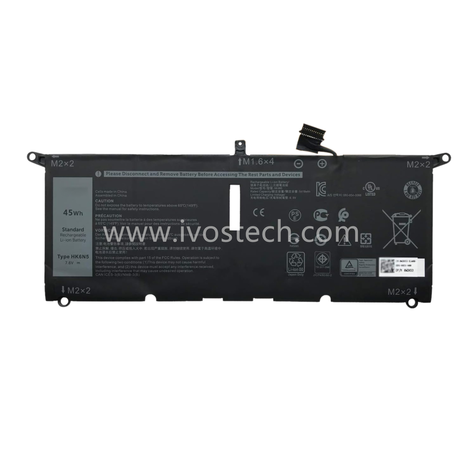 HK6N5 45Wh 7.6V Replacement Laptop Battery for Dell Inspiron 13 7390 2-in-1 Latitude 3301