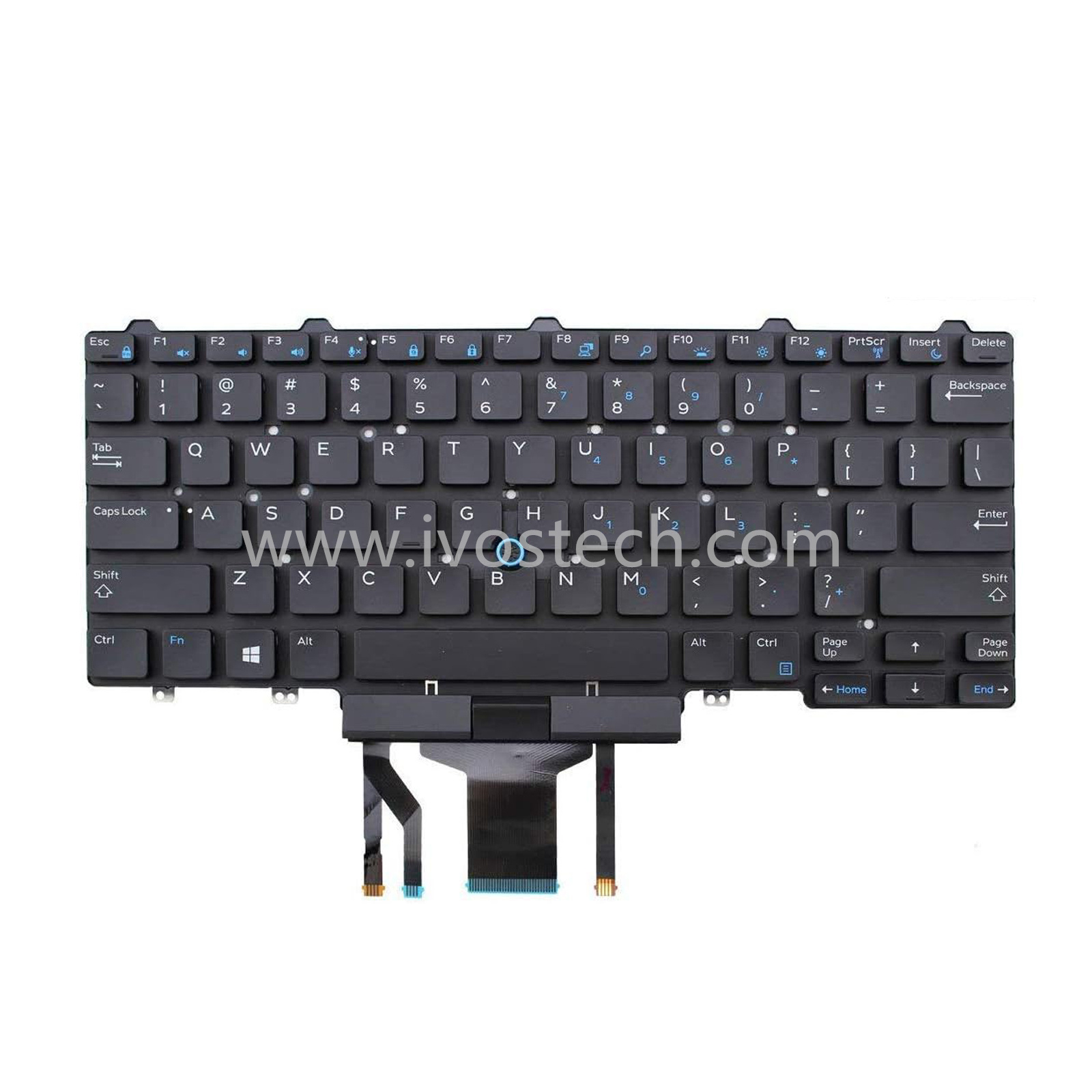 0D19TR Laptop Replacement Keyboard with Backlit FP for Dell Latitude 7480 7490 – US Standard English