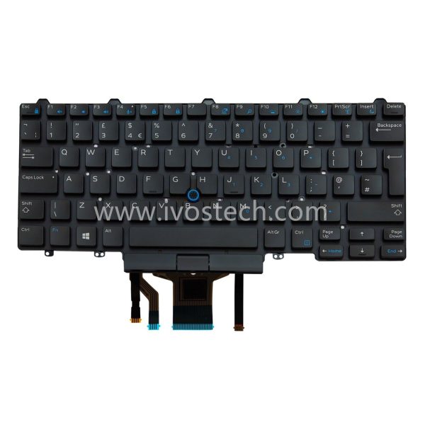 0K9V28 Laptop Replacement Keyboard with Backlit FP for Dell Latitude E7450 E7470 - UK Standard English