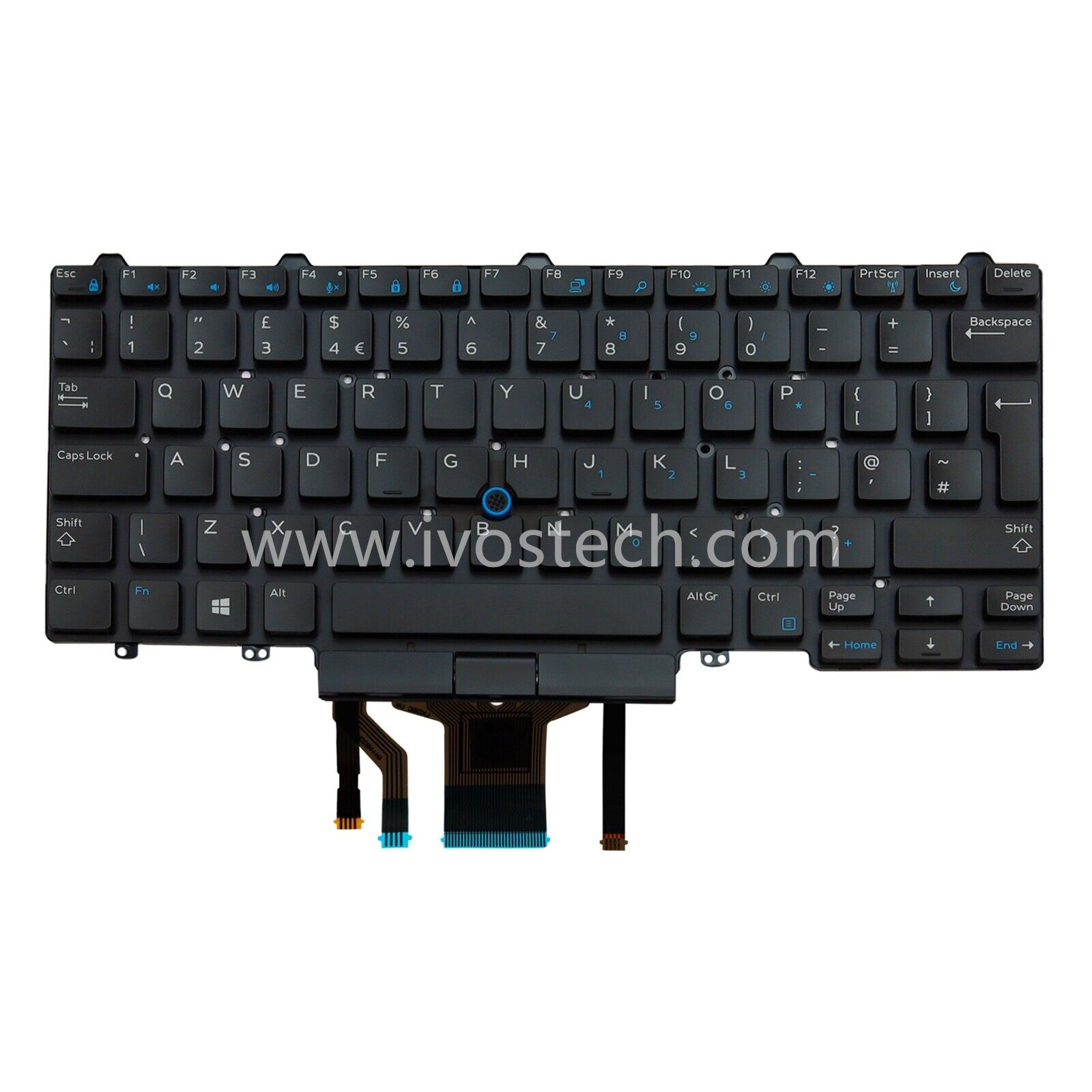 0K9V28 Laptop Replacement Keyboard with Backlit FP for Dell Latitude E7450 E7470 – UK Standard English