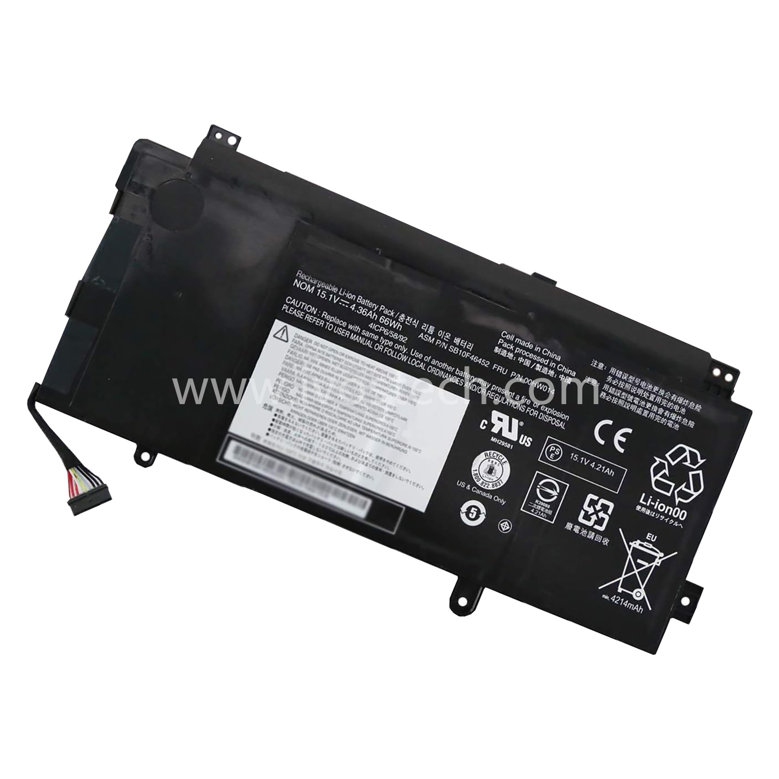 00HW014 66Wh 15.1V Replacement Laptop Battery for Lenovo ThinkPad Yoga 15 Series