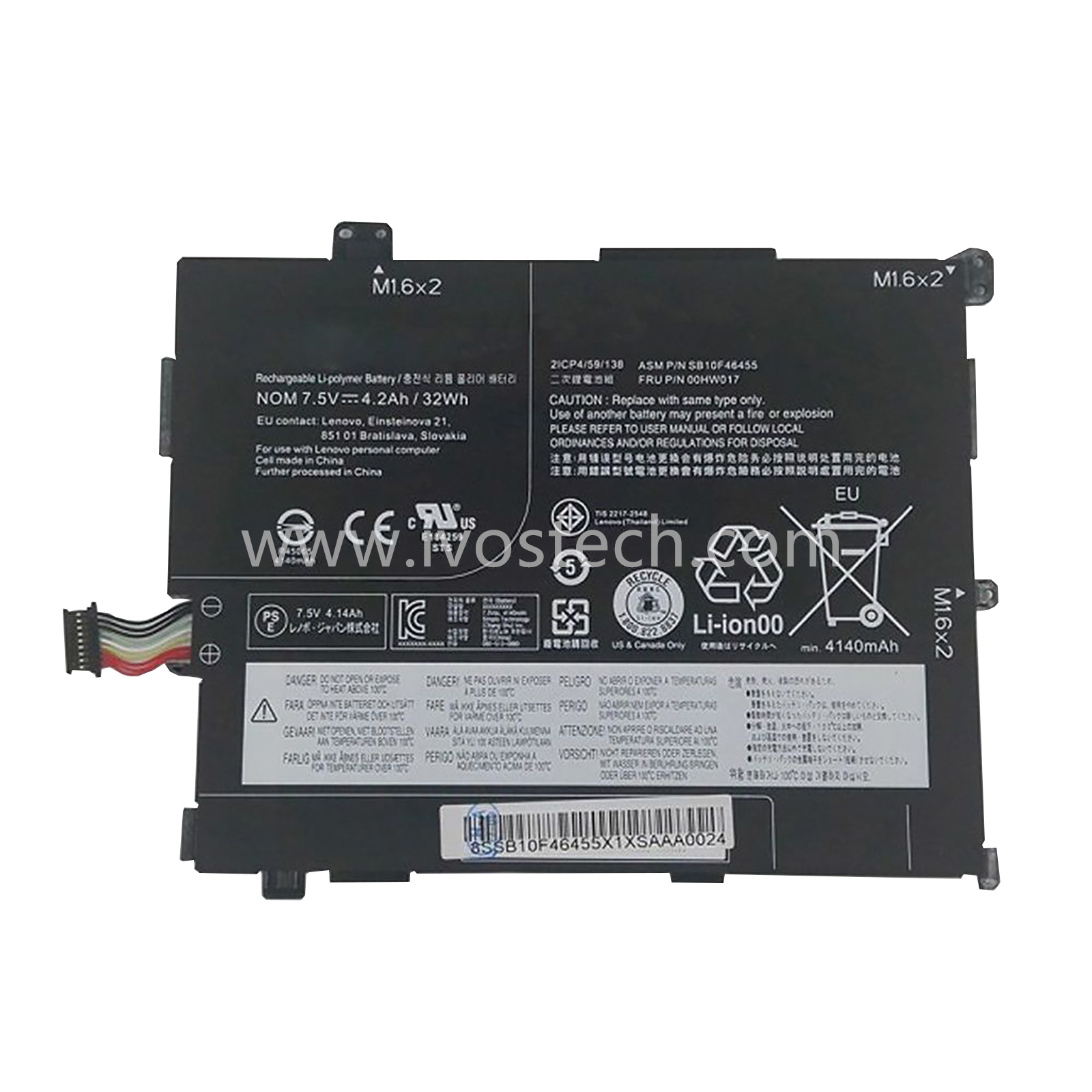 00HW017 32Wh 7.5V Replacement Laptop Battery for Lenovo ThinkPad 10 2nd Gen