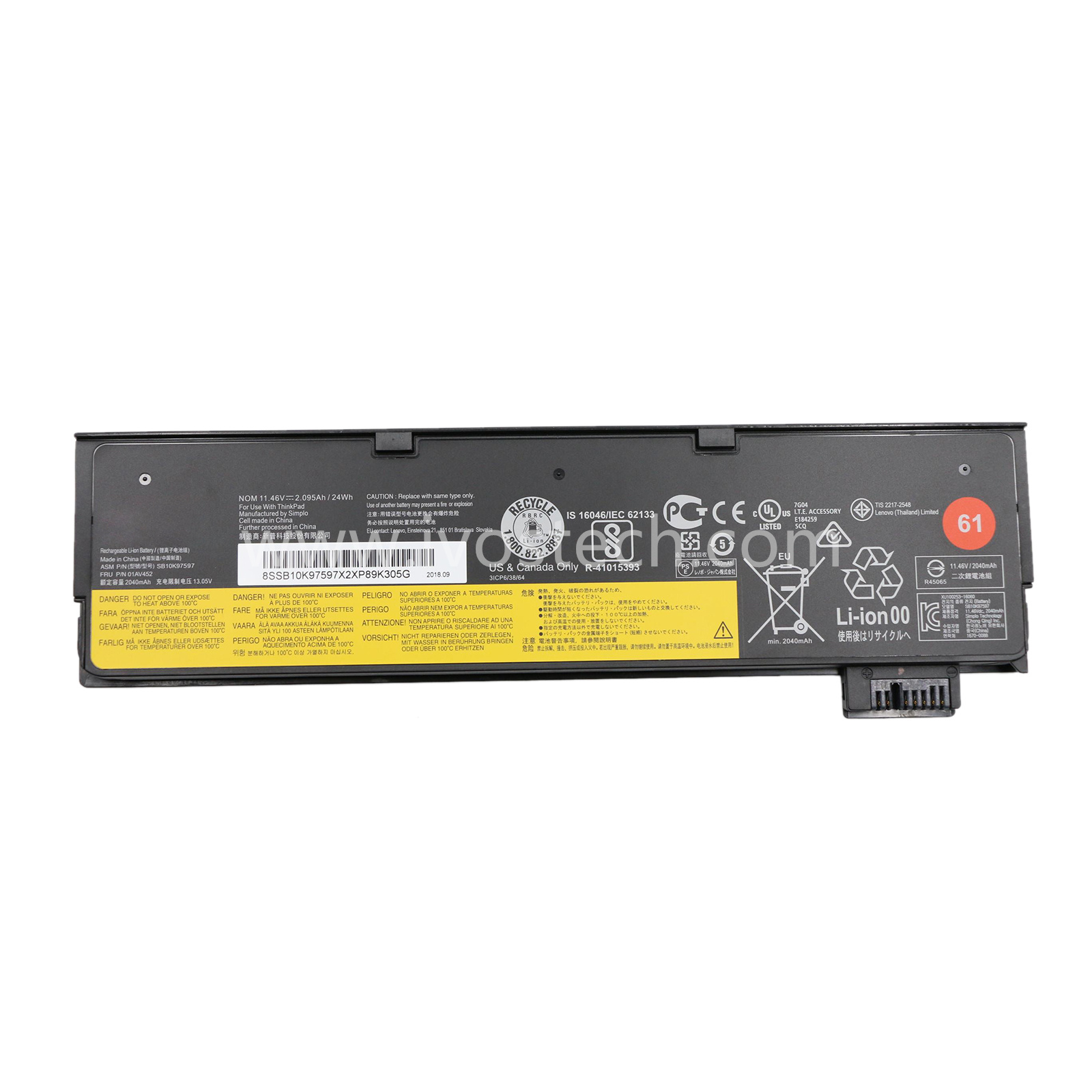 01AV452 24Wh 11.46V Replacement Laptop Battery for Lenovo Thinkpad T470 T480 A475 A485 T570