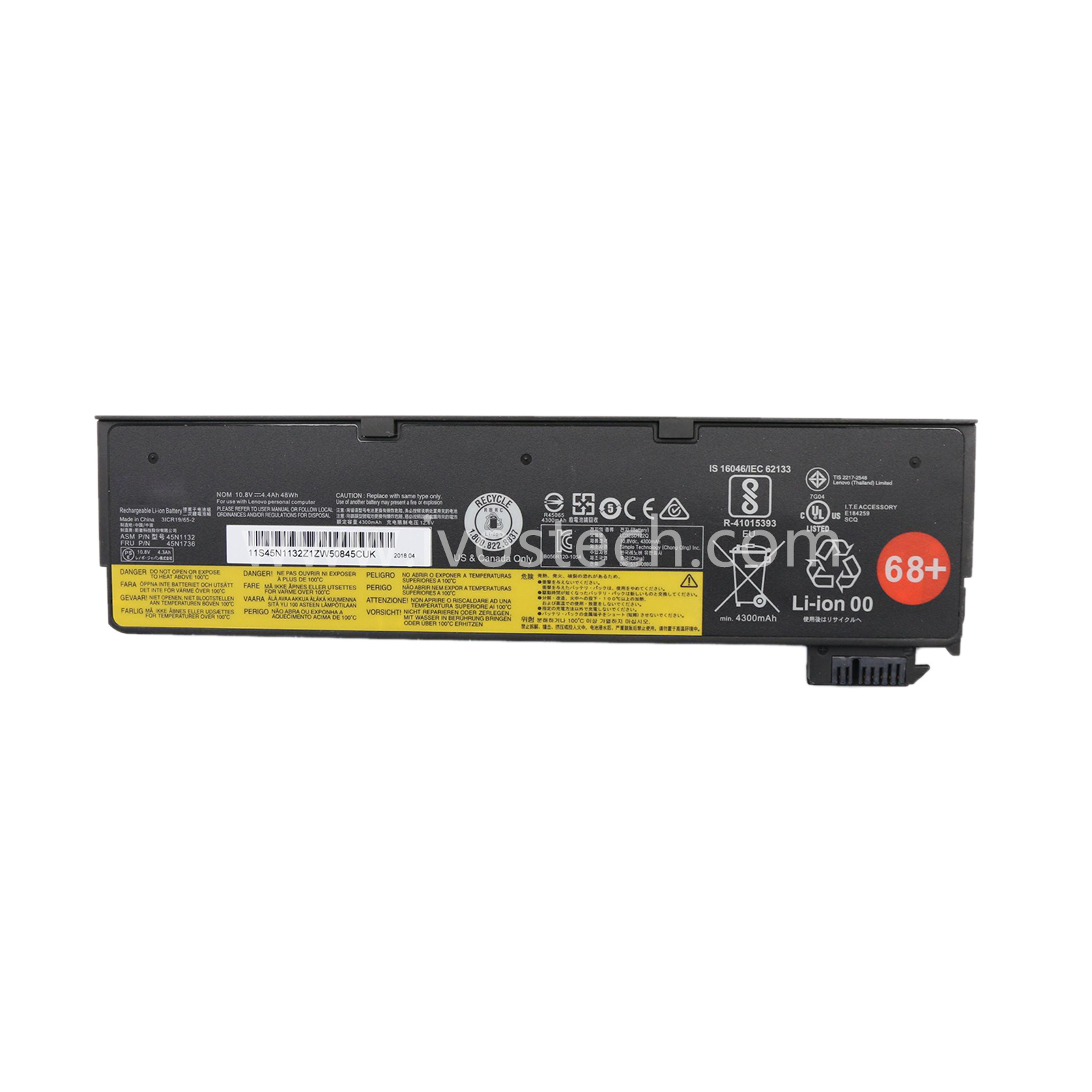 45N1736 48Wh 10.8V 68+ Replacement Laptop Battery for Lenovo ThinkPad T440 T450 X240 W550S