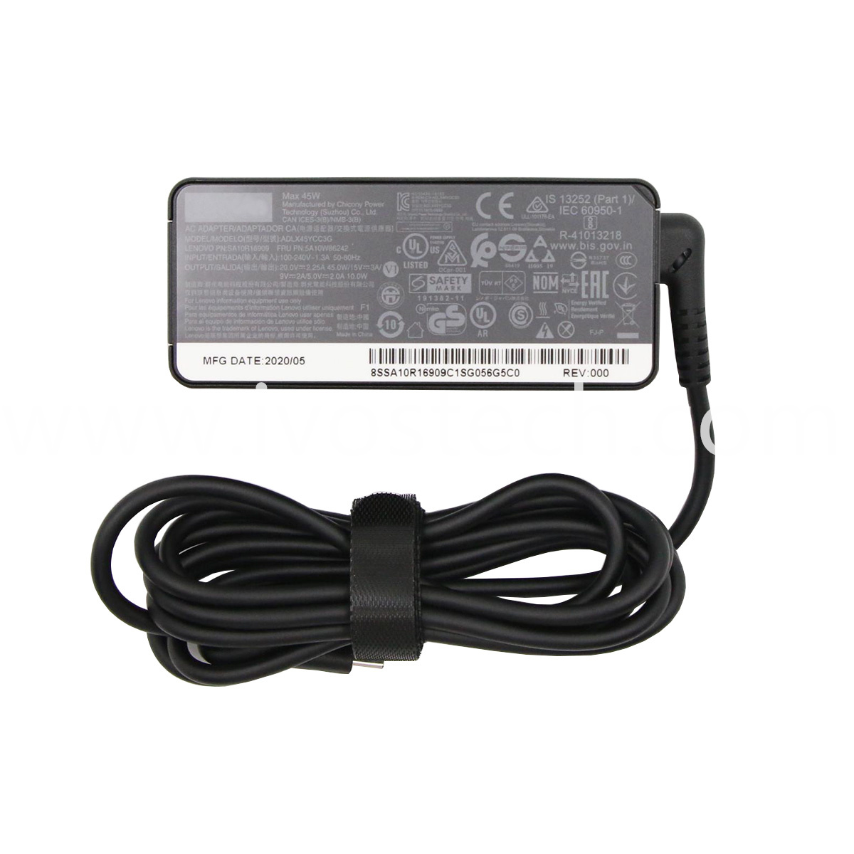 02DL118 45W Type-C Laptop AC Adapter for Lenovo Chromebook 11 100e 2nd Gen MTK