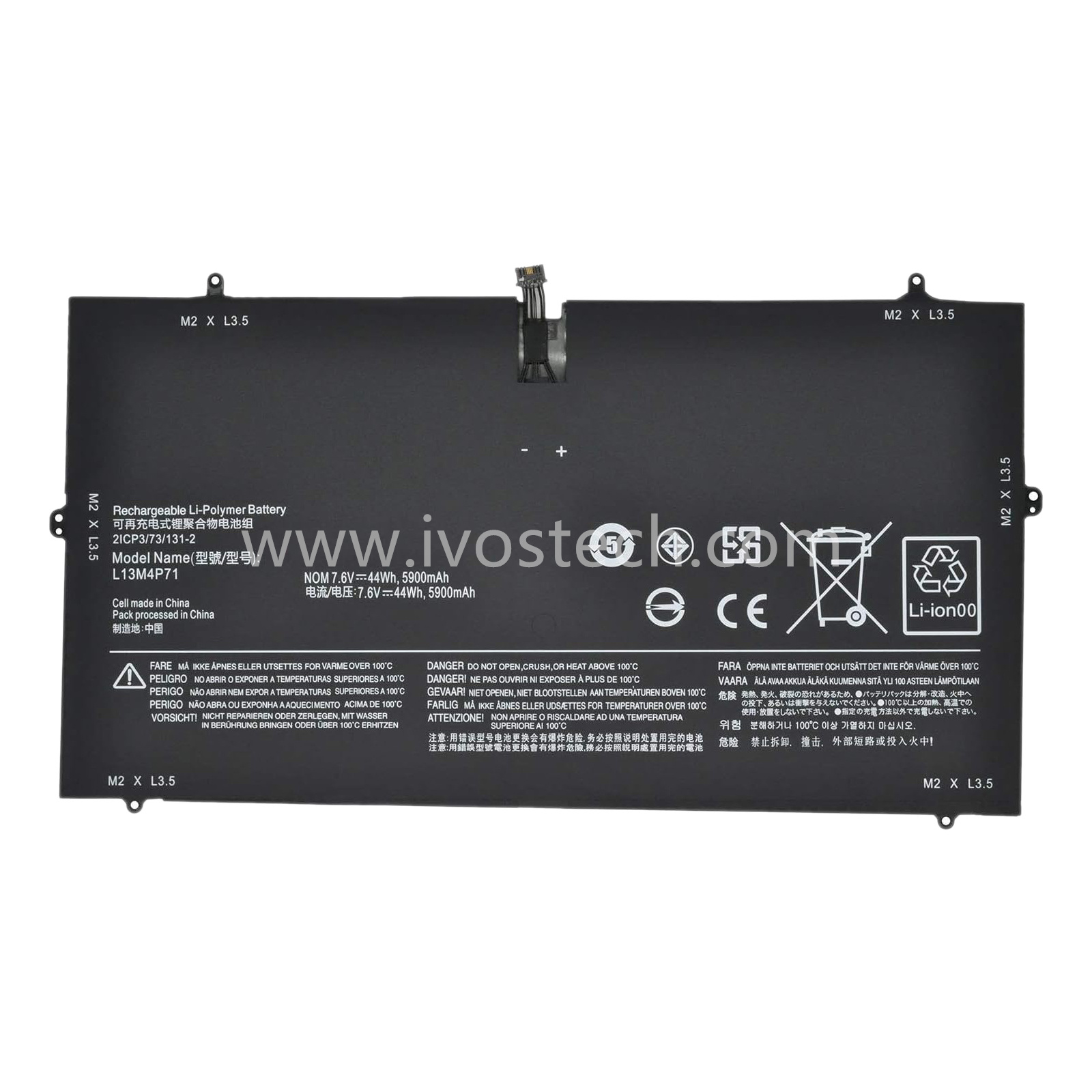 L13M4P71 44Wh 7.6V Replacement Laptop Battery for Lenovo Yoga 3 Pro 1370 Series