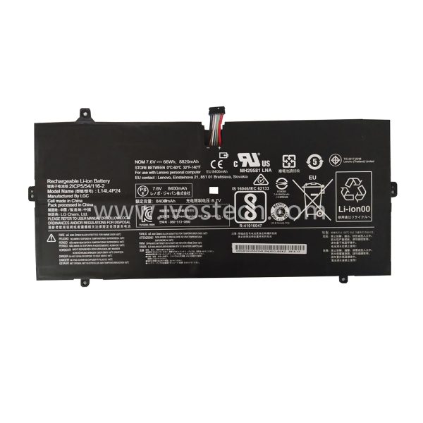 L14L4P24 66Wh 7.6V Replacement Laptop Battery for Lenovo Yoga 900-13ISK 900-13ISK2