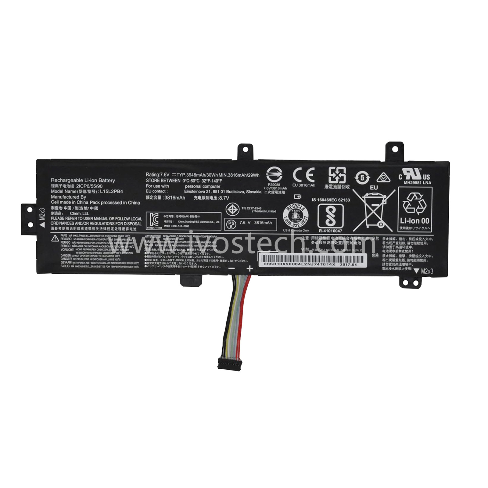 L15L2PB4 30Wh 7.6V Replacement Laptop Battery for Lenovo IdeaPad 510-15ISK 510-15IKB 310-15ABR 310-15IAP 310-15IKB Series