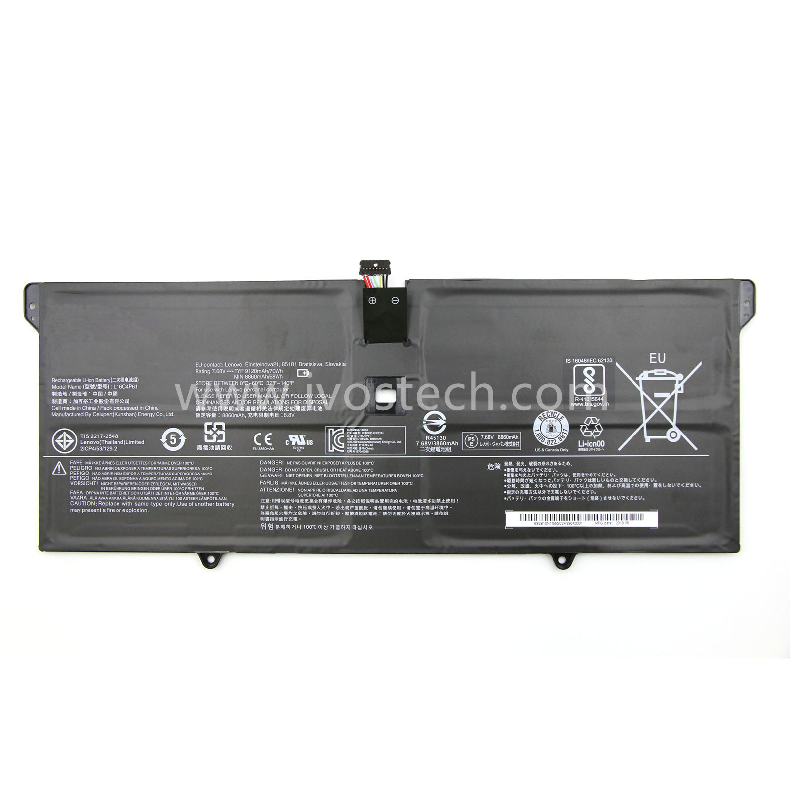 L16C4P61 70Wh 7.68V Replacement Laptop Battery for Lenovo Yoga 920 920-13IKB 920-13IKB-80Y7 Flex Pro-13IKB Yoga 6 Pro 13IKB Series