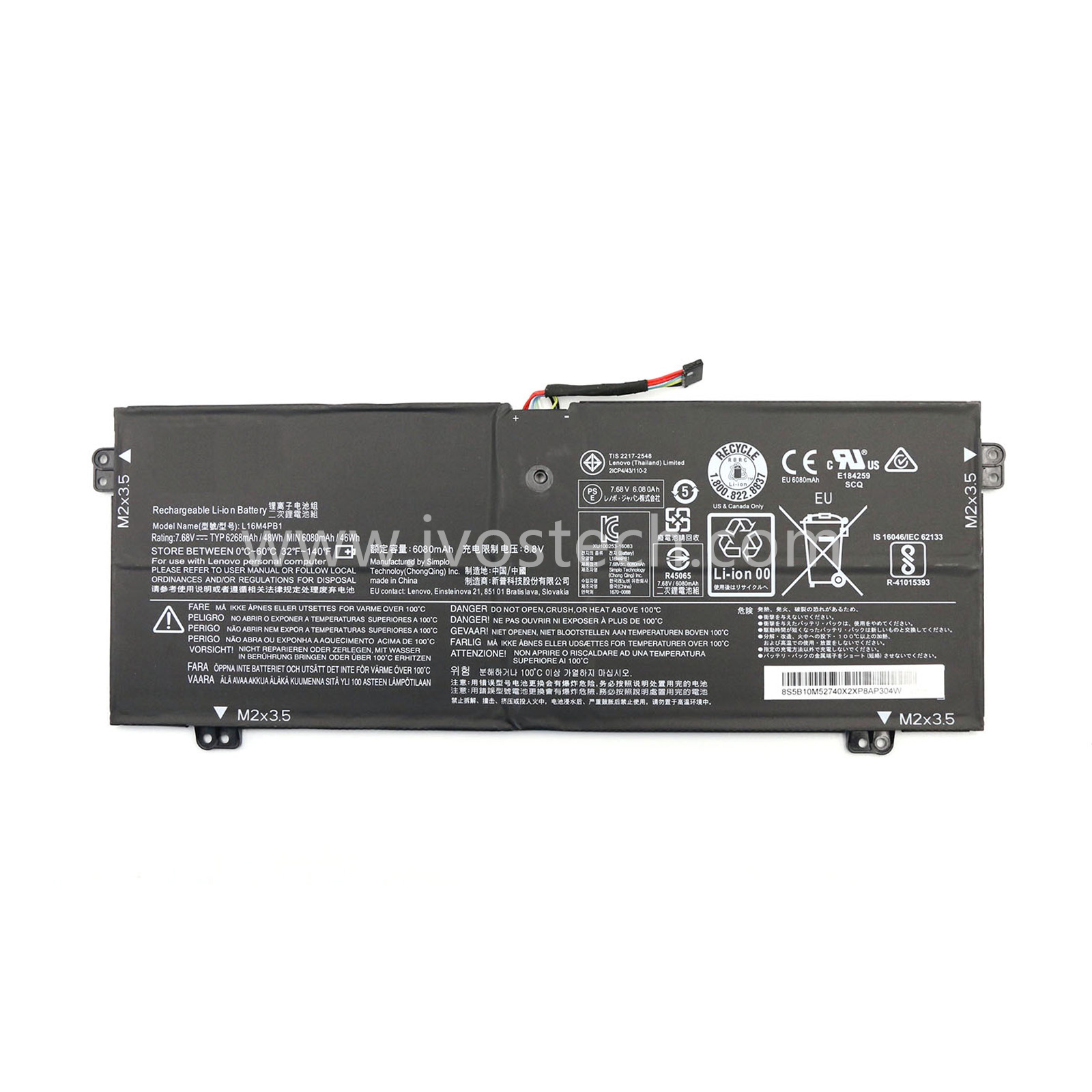 L16M4PB1 48Wh 7.68V Replacement Laptop Battery for Lenovo Yoga 720-13IKB 730-13IKB 730-13IWL Series