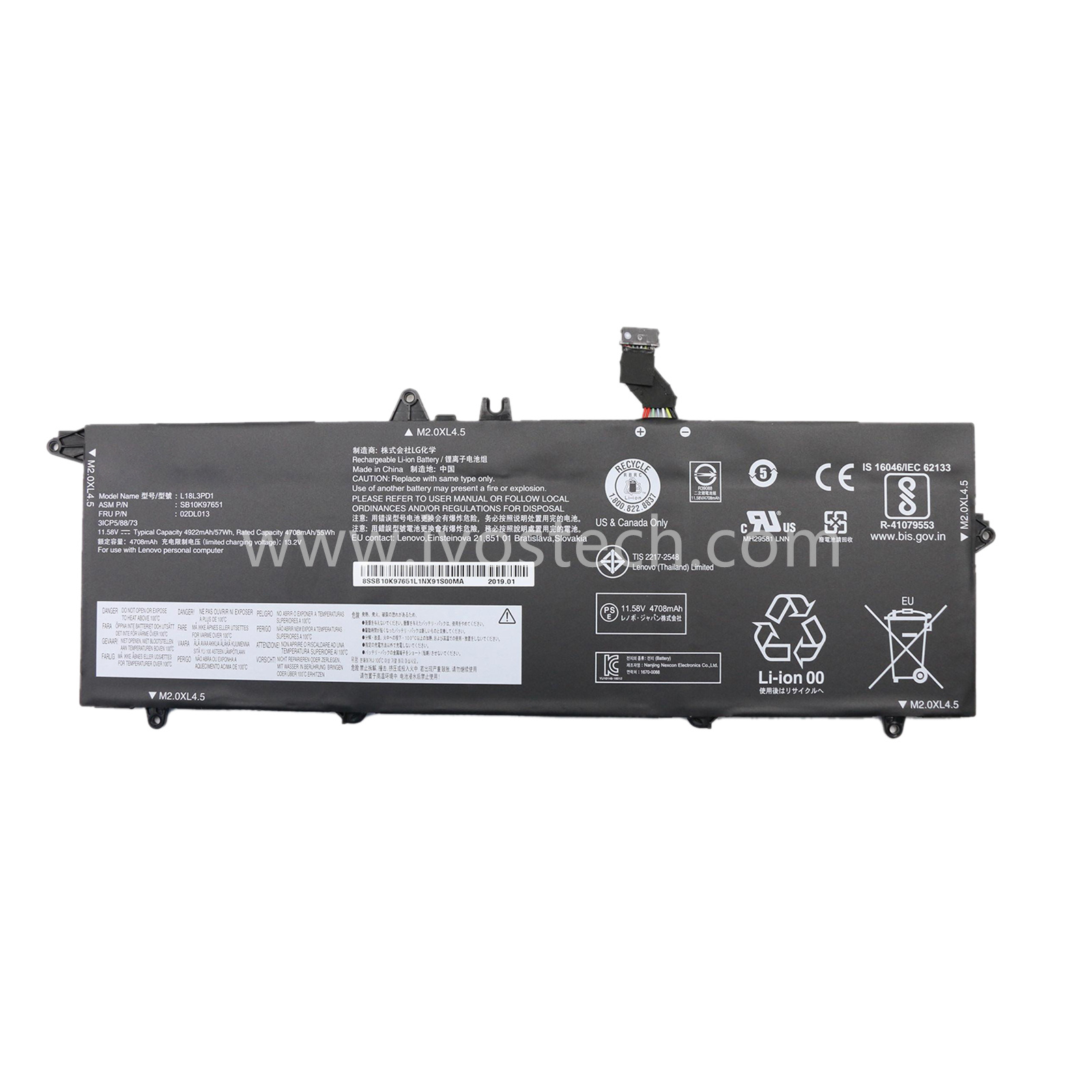 L18L3PD1 02DL013 57Wh 11.58V Replacement Laptop Battery for Lenovo ThinkPad T490s T495s T14s