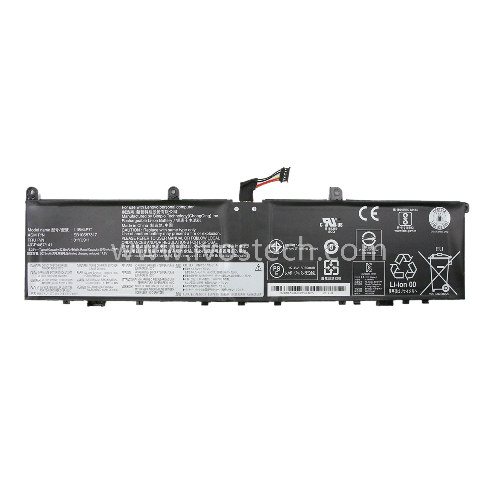 L18M4P71 01YU911 80Wh 15.36V Replacement Laptop Battery for Lenovo ThinkPad X1 Extreme 1st Gen/2nd Gen ThinkPad P1 1st Gen/P1 Gen 2 Series