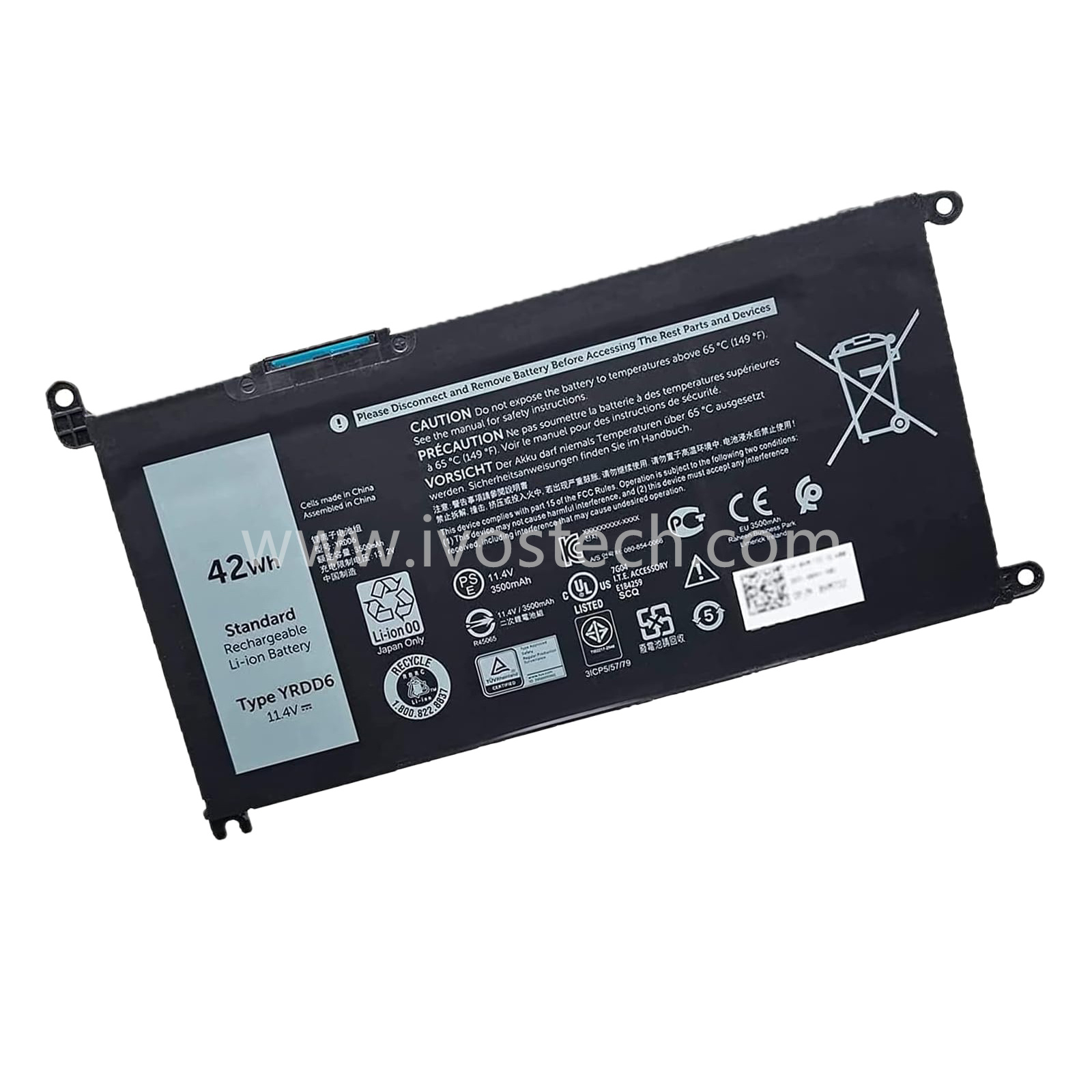 YRDD6 42Wh 11.4V Replacement Laptop Battery for Dell Inspiron 14 5481 2-in-1