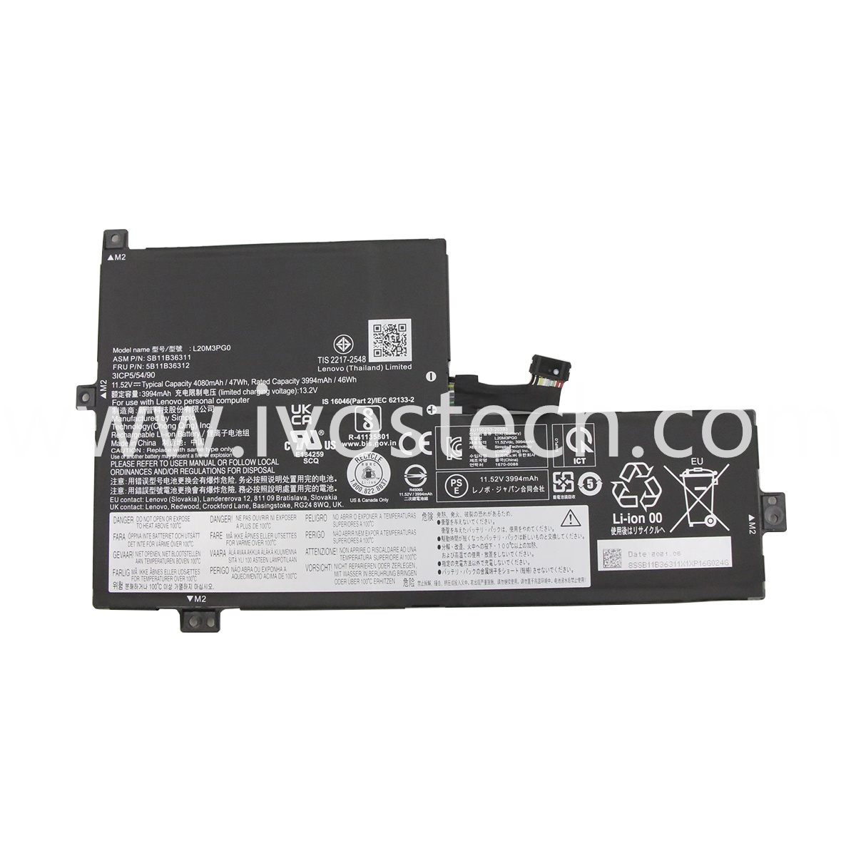 L20M3PG0 5B11B36312 47Wh 11.52V Replacement Laptop Battery for Lenovo Chromebook 11 300e 3rd Gen Touch