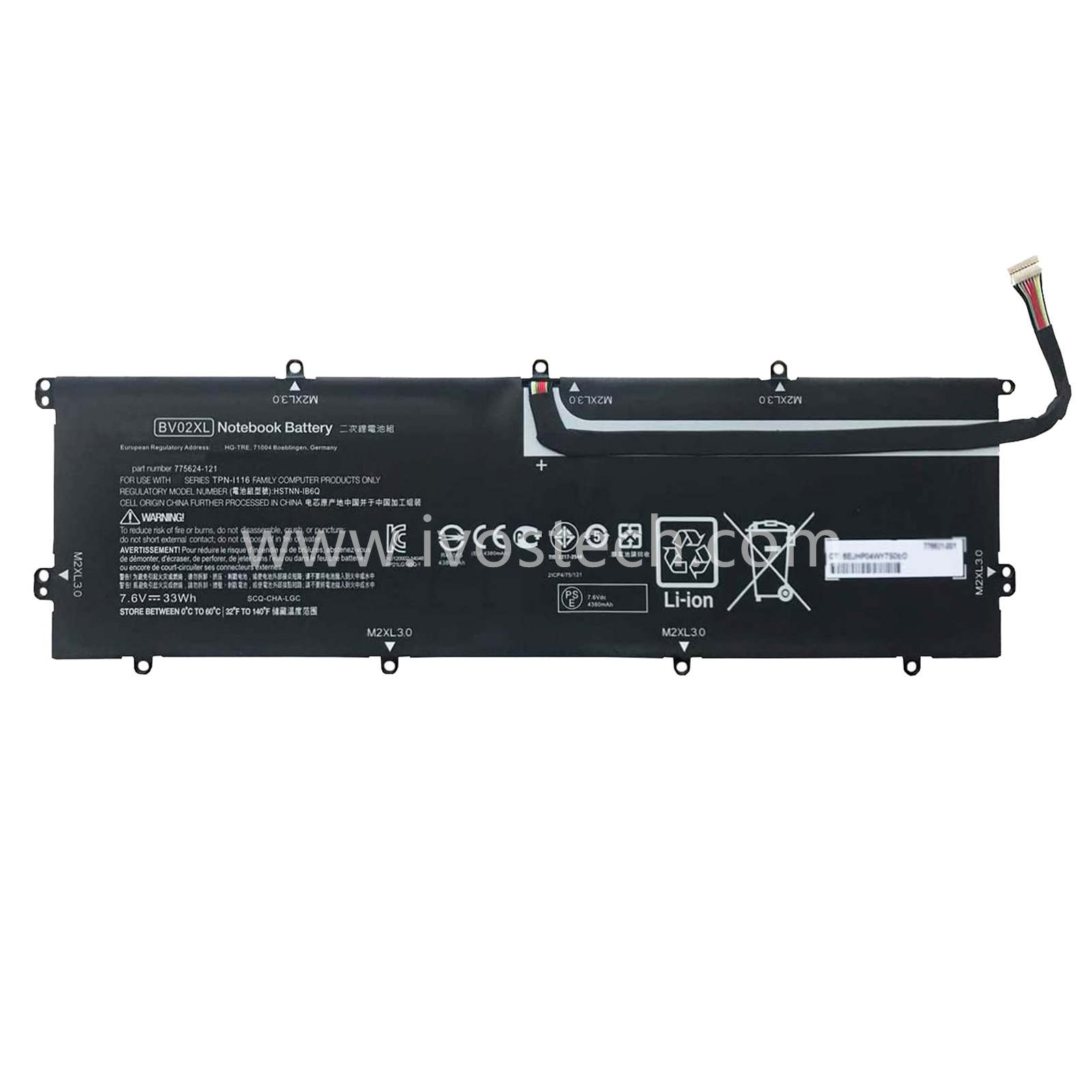 BV02XL 33Wh 7.6V Replacement Laptop Battery for HP Envy X2 Detachable 13 Series