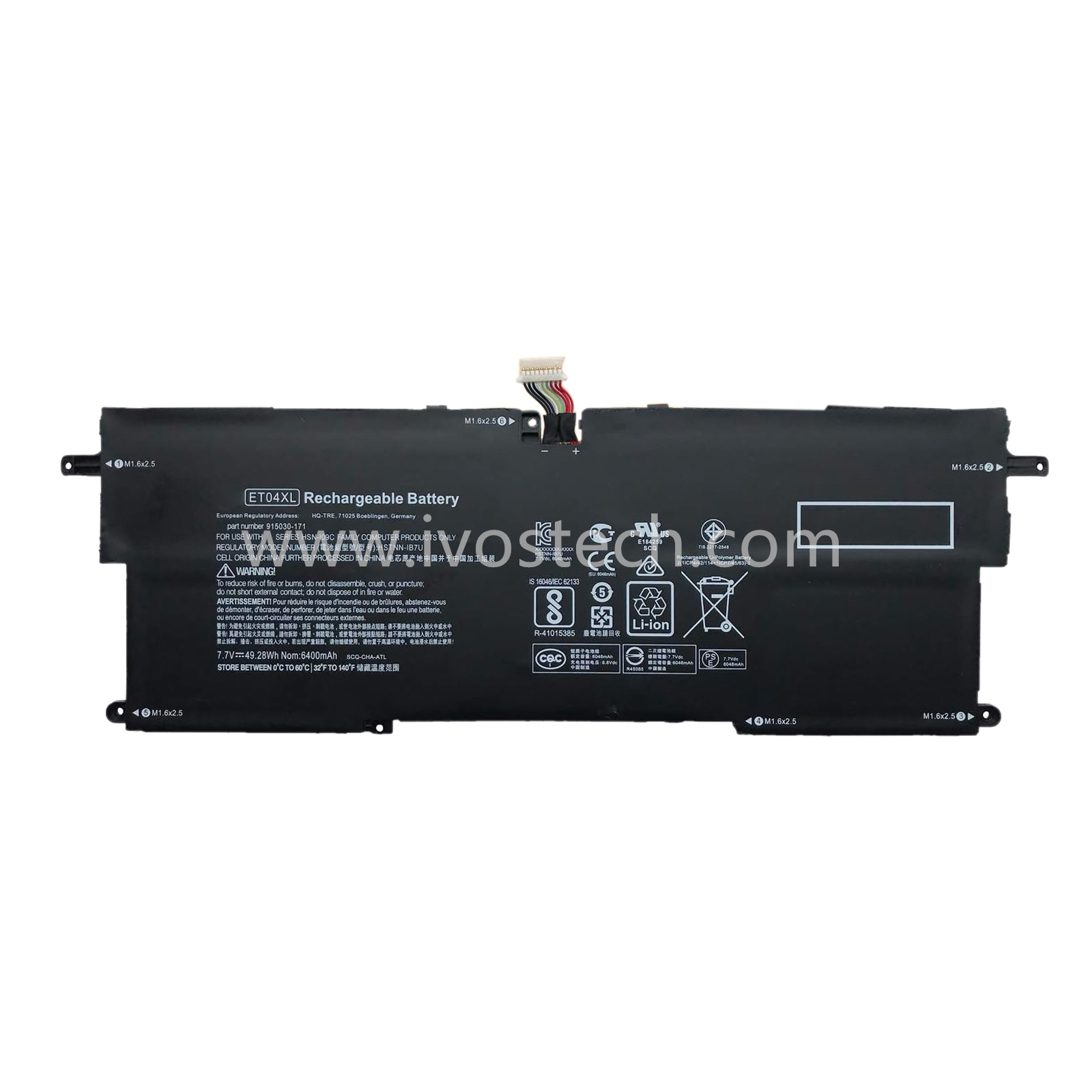 ET04XL 49.81Wh 7.7V Replacement Laptop Battery for HP EliteBook X360 1020 G2 Series