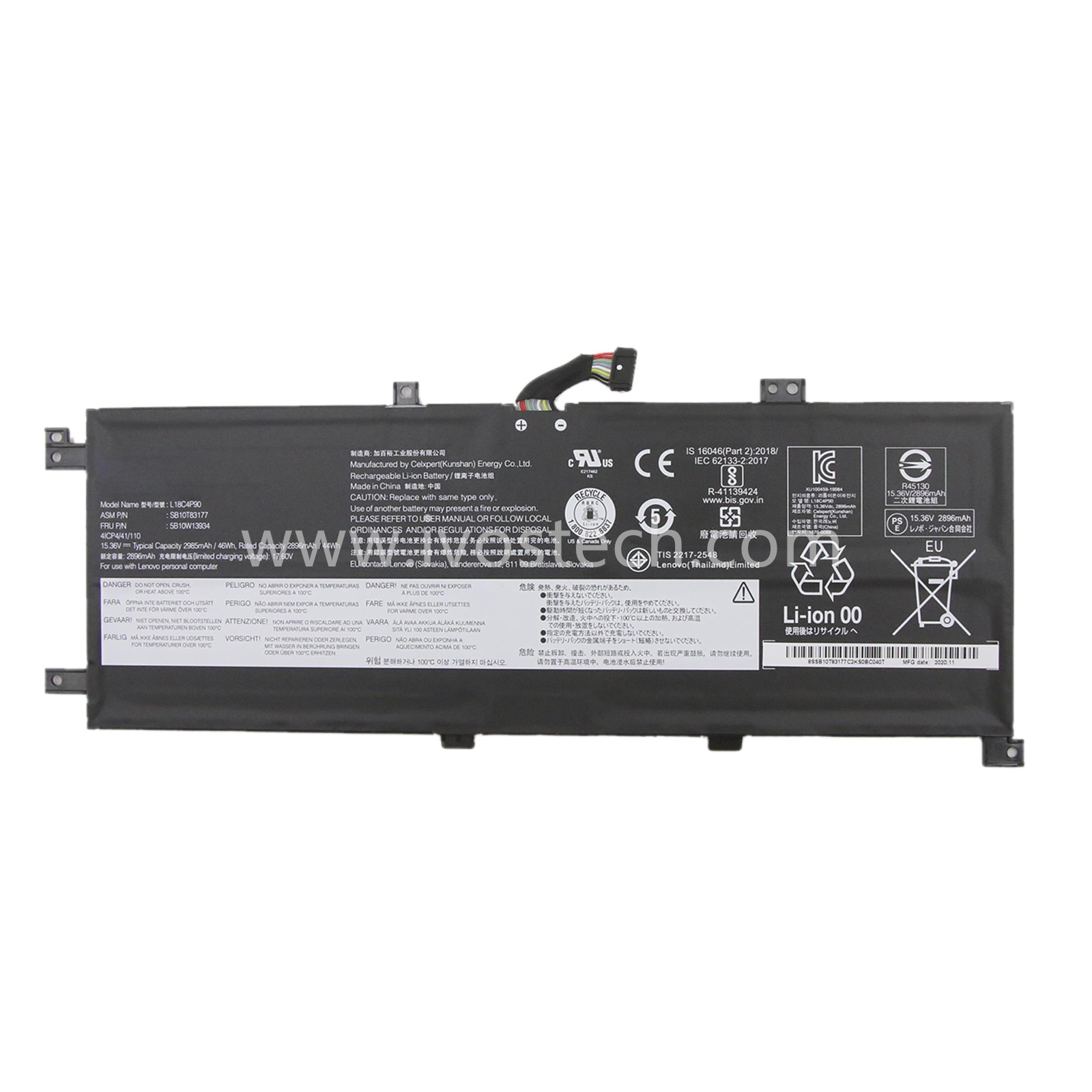 L18C4P90 5B10W13934 46Wh 15.36V Replacement Laptop Battery for Lenovo ThinkPad L13 Yoga Series