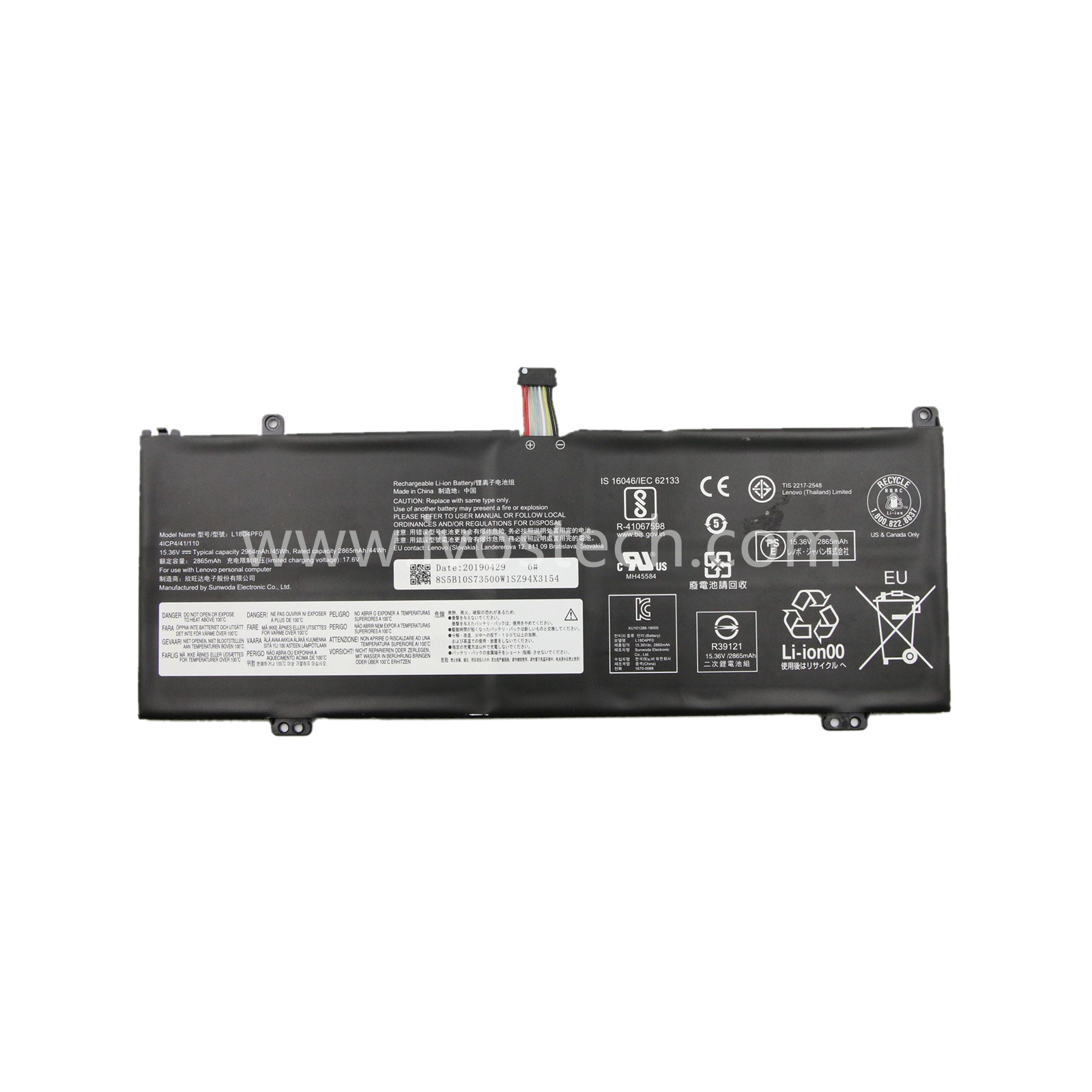 L18D4PF0 45Wh 15.36V Replacement Laptop Battery for Lenovo ThinkBook 13S-IWL 14S-IWL 13S-IML 14S-IML Series