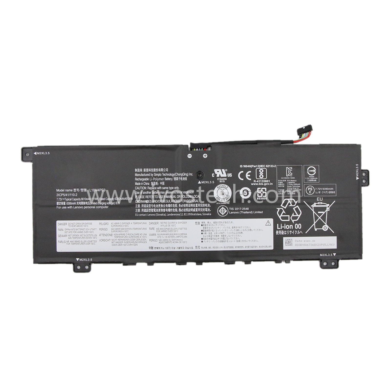 L18M4PE0 51Wh 7.72V Replacement Laptop Battery for Lenovo Yoga C740-14IML Series Notebook