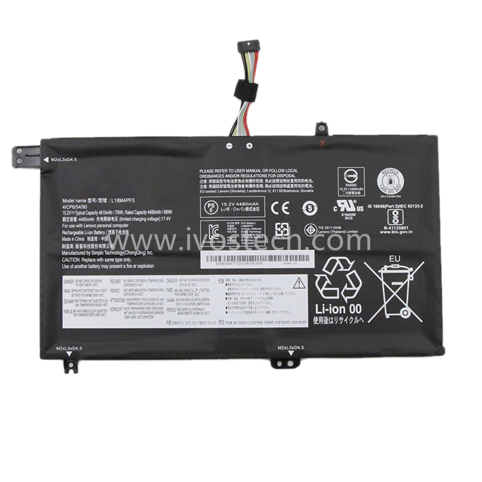 L18M4PF5 70Wh 15.2V Replacement Laptop Battery for Lenovo IdeaPad S540-15IML S540-15IWL Series