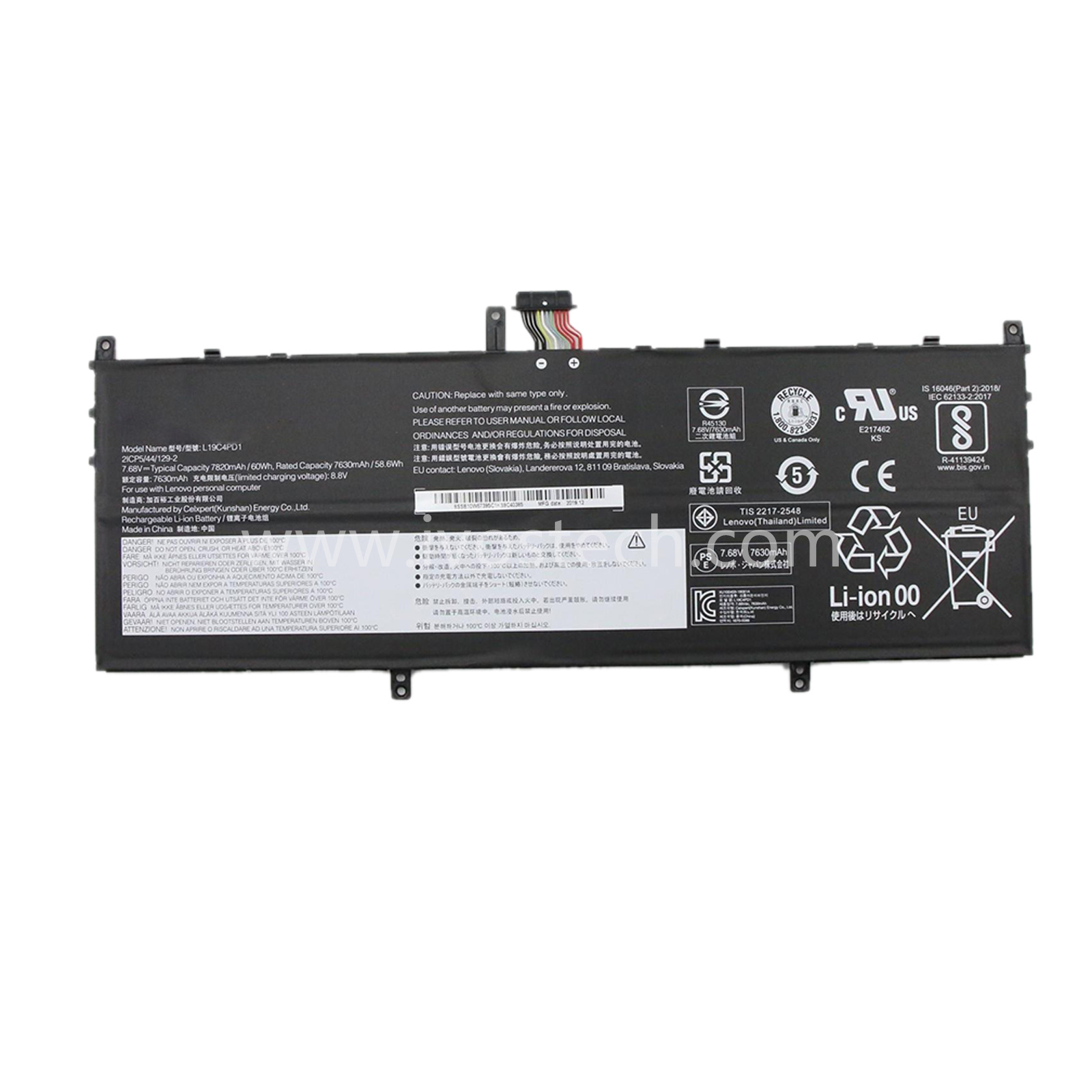 L19C4PD1 60Wh 7.68V Replacement Laptop Battery for Lenovo Yoga C640-13IML LTE IdeaPad Yoga 6-13ARE05 6-13ALC6 Series