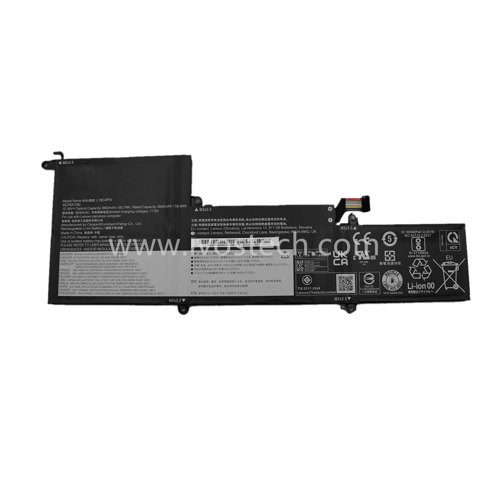 L19C4PF4 60.7Wh 15.36V Replacement Laptop Battery for Lenovo Ideapad Yoga Slim 7 14 7-14IIL05 7-14ARE05 7-14ITL05 7-14ARE Series