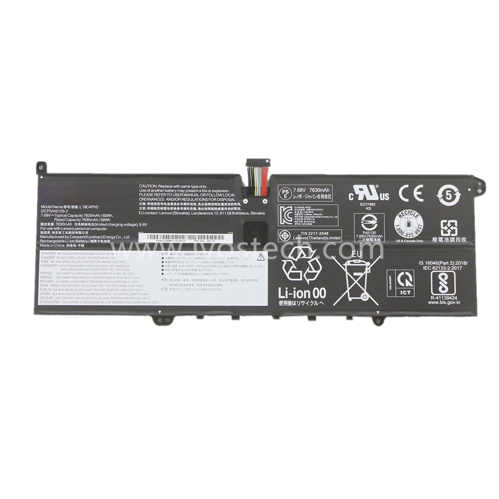 L19C4PH2 60Wh 7.68V Replacement Laptop Battery for Lenovo Ideapad Yoga 9-14ITL5 82BG Series