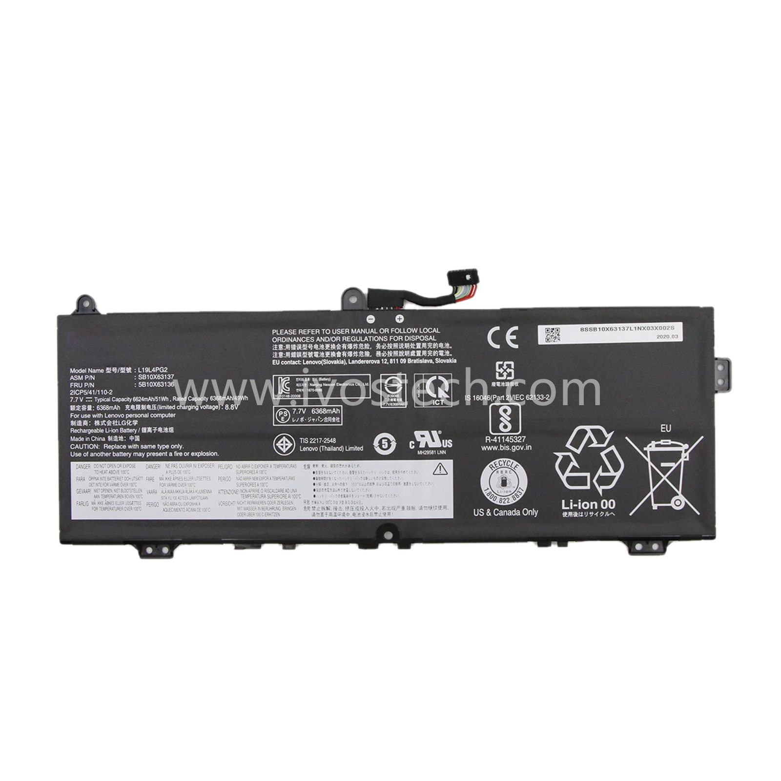 L19L4PG2 51Wh 7.7V Replacement Laptop Battery for Lenovo ThinkPad C13 Yoga 1st Gen Chromebook Ideapad Flex 5 CB-13IML05 Series