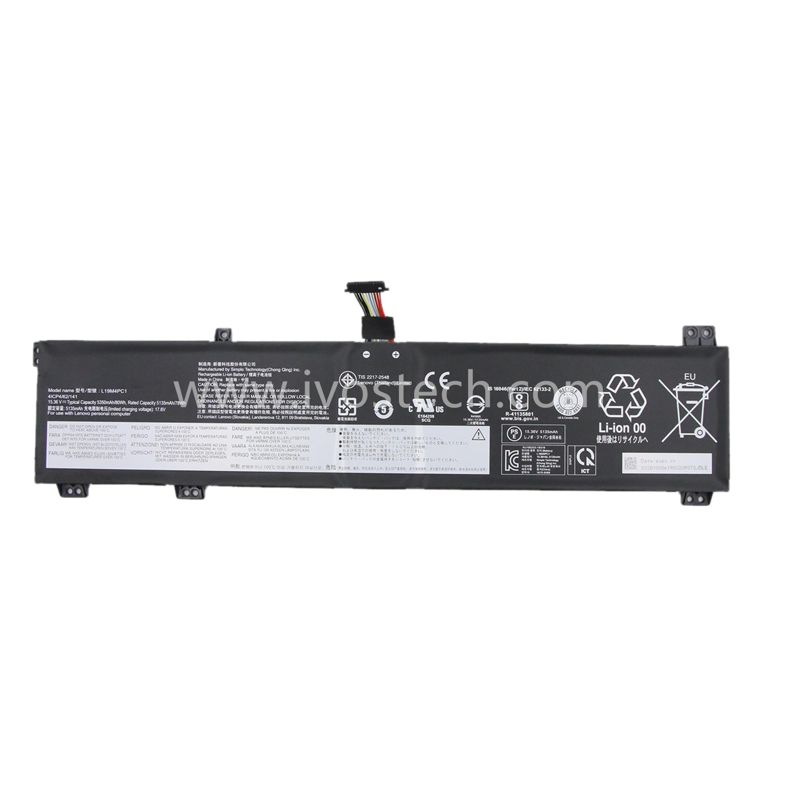 L19M4PC1 80Wh 15.36V Replacement Laptop Battery for Lenovo Legion 5P-15IMH05 Legion 5-15IMH05 5-15ARH05 Series