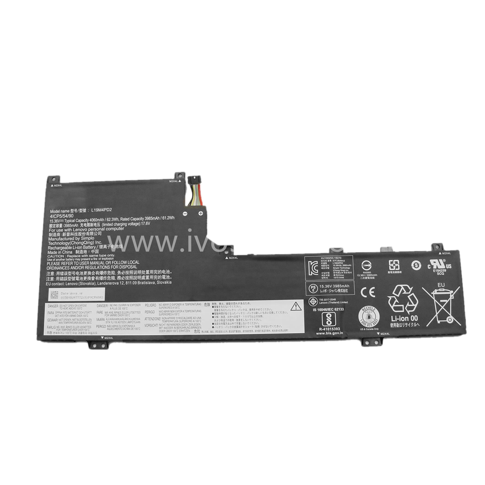 L19M4PD2 62.3Wh 15.36V Replacement Laptop Battery for Lenovo Ideapad Yoga S740-14IIL Series