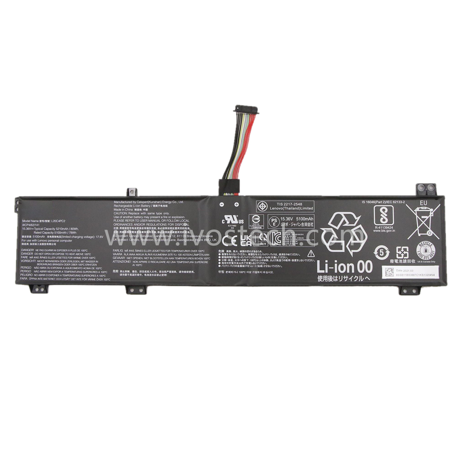 L20C4PC2 80Wh 15.36V Replacement Laptop Battery for Lenovo Legion 5-17ITH6 82JN 5-17ITH6H 82JM 5-17ACH6 82K0 5-17ACH6H 82JY Series