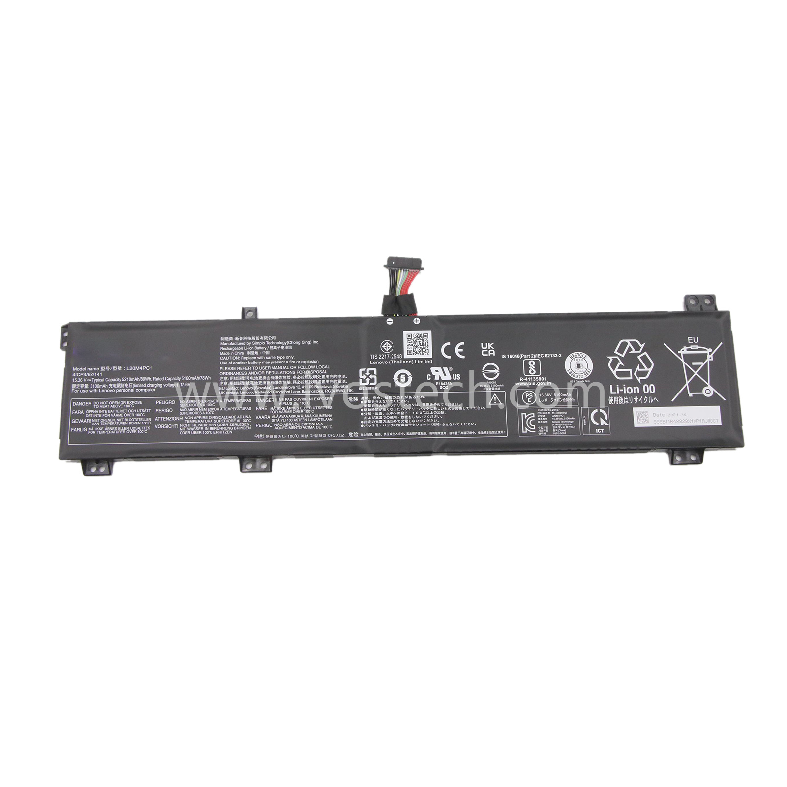 L20M4PC1 80Wh 15.36V Replacement Laptop Battery for Lenovo Legion 5 Pro-16ACH6 16ACH6H 16ITH6 16ITH6H Series