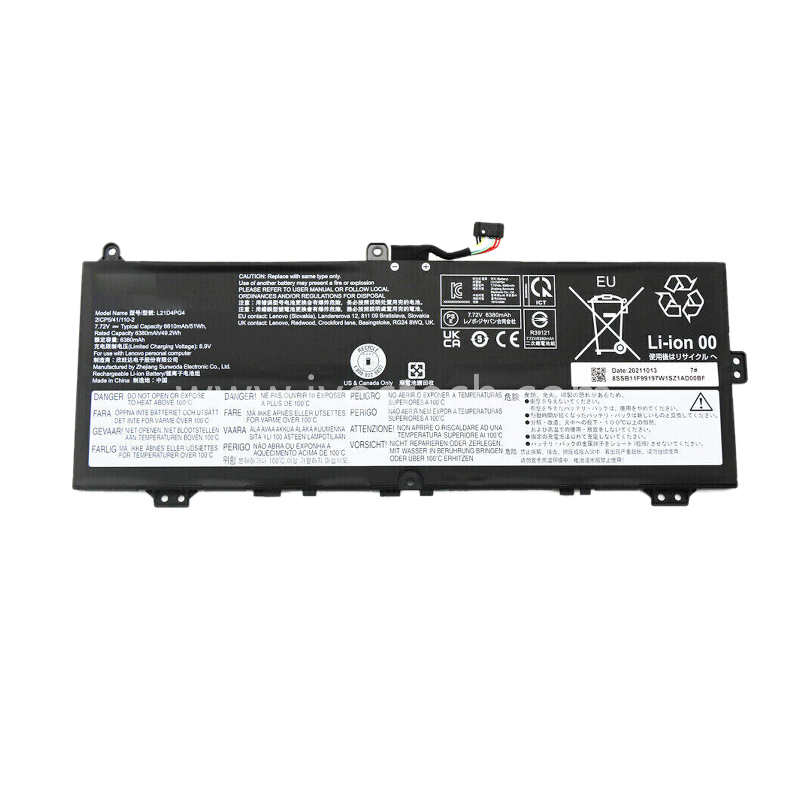 L21D4PG4 51Wh 7.72V Replacement Laptop Battery for Lenovo IdeaPad Flex 5 Chrome 14IAU7 Series