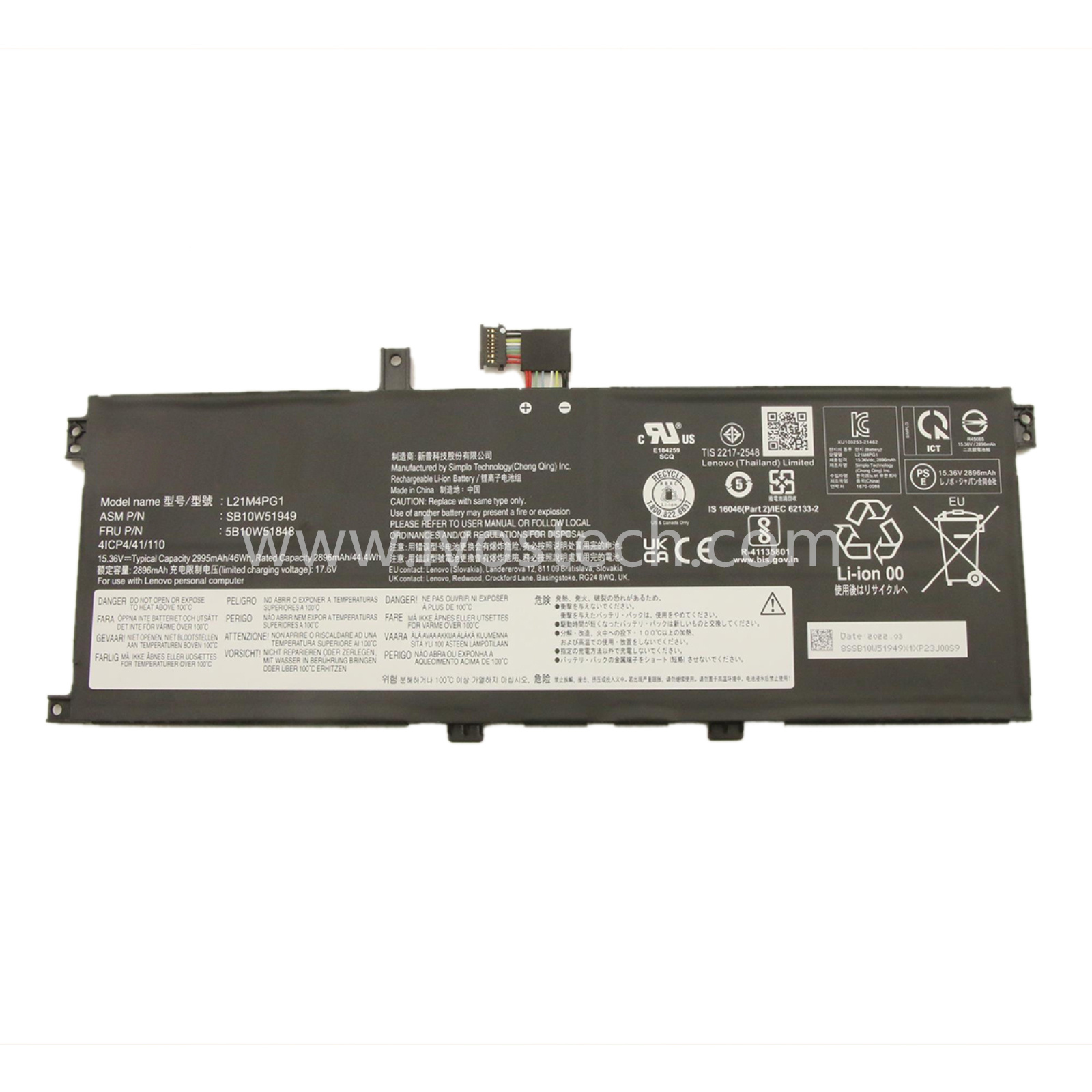 L21M4PG1 46Wh 15.36V Replacement Laptop Battery for Lenovo ThinkPad L13 Yoga Gen 3