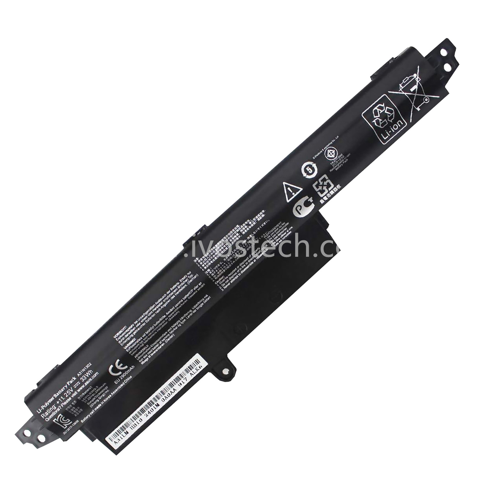 A31N1302 33Wh 11.25V Replacement Laptop Battery for Asus Vivobook X200CA X200M X200MA F200CA K200MA Series