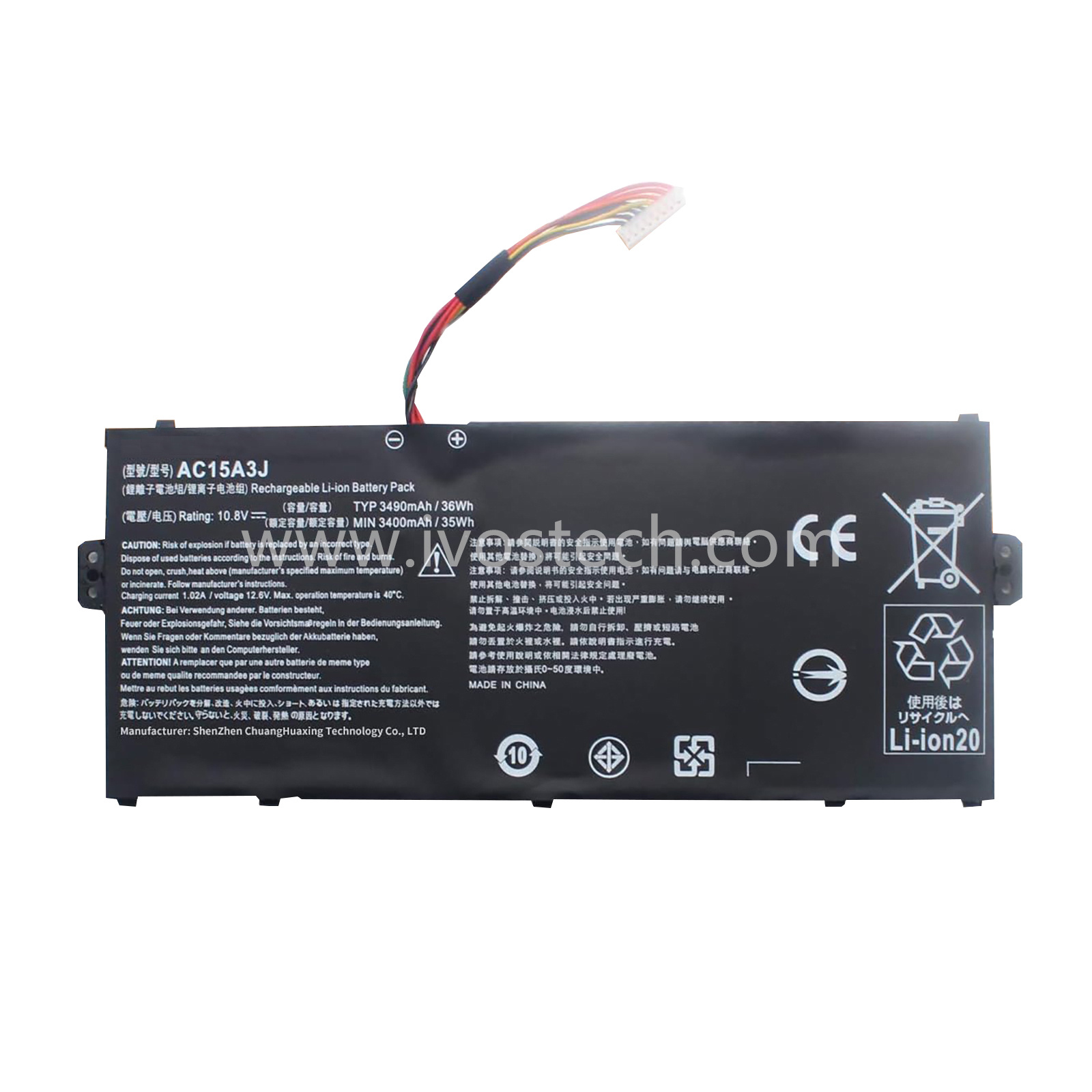 AC15A3J 36Wh 10.8V Replacement Laptop Battery for Acer Chromebook 11 CB3-131 Chromebook R11 CB5-132T Series