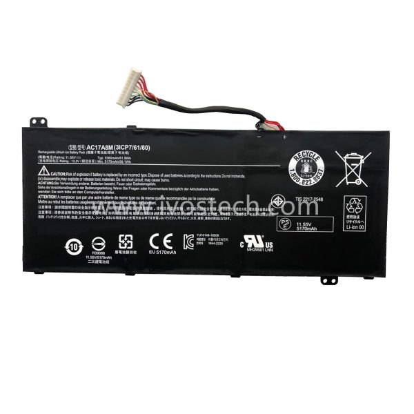 AC17A8M 59.1Wh 11.55V Replacement Laptop Battery for Acer Spin 3 SP314-52 TMX314-51-M MG TMX3310-M TMX3410-MG Series