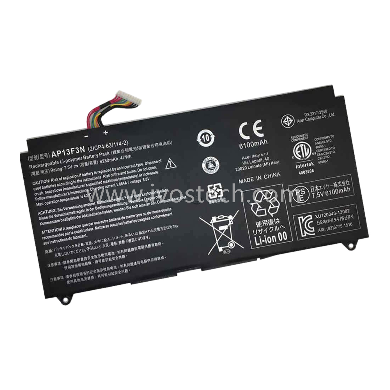 AP13F3N 47Wh 7.5V Replacement Laptop Battery for Acer Aspire S7-392 Series