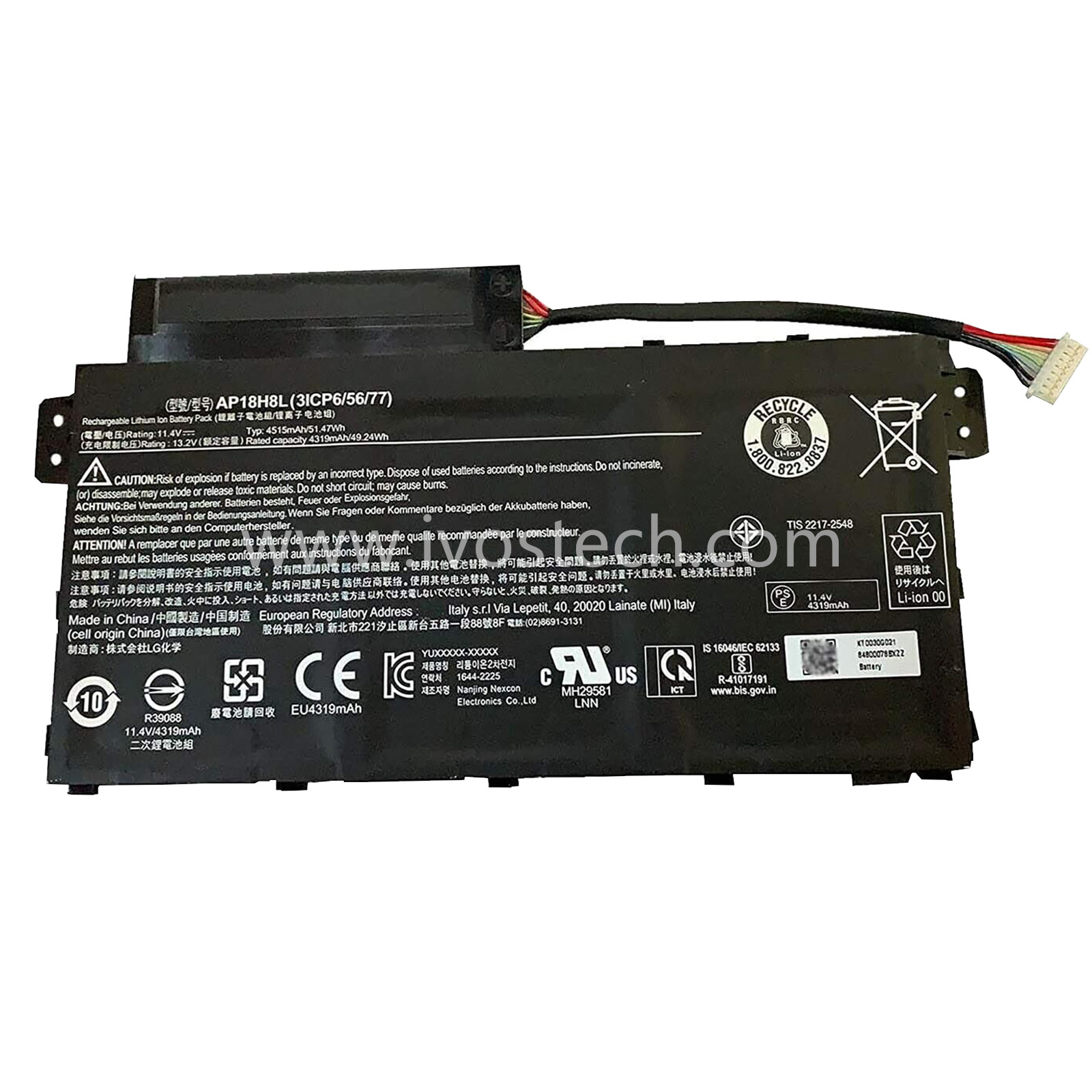 AP18H8L 51.47Wh 11.4V Replacement Laptop Battery for Acer Spin SP314-53GN SP341-53N Series