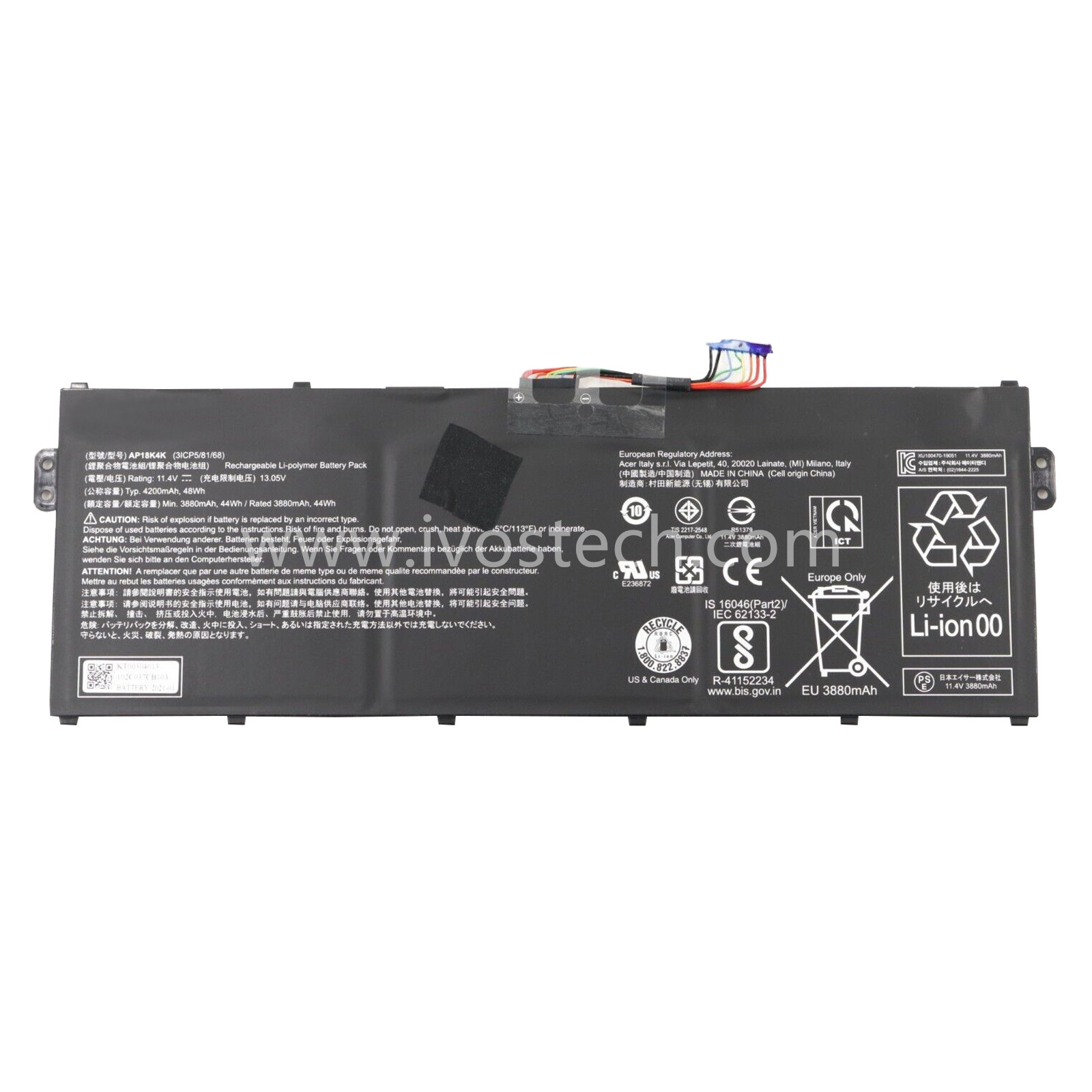 AP18K4K 48Wh 11.4V Replacement Laptop Battery for Acer Chromebook C721 CB311-10H R721T Series