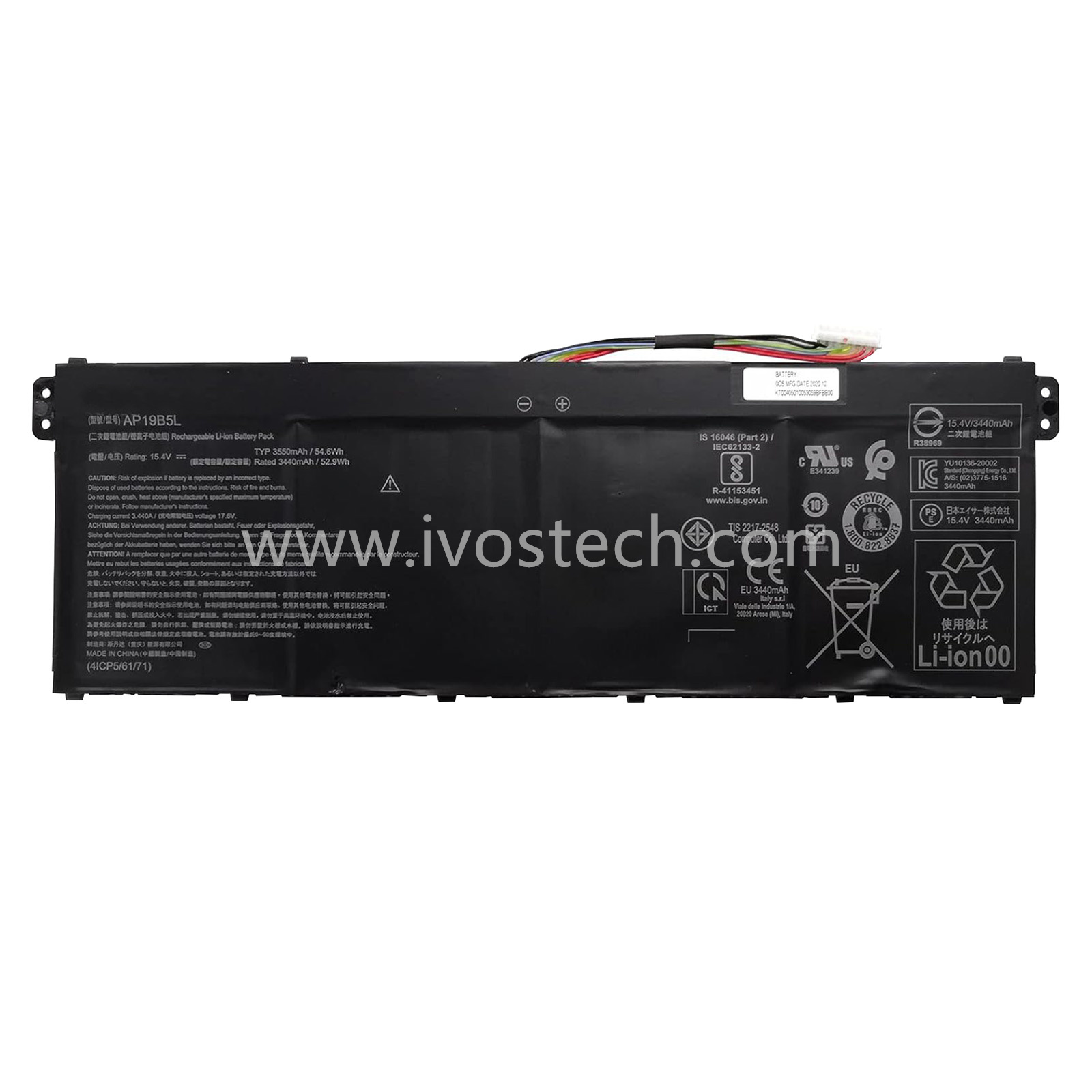 AP19B5L 54.6Wh 15.4V Replacement Laptop Battery for Acer Aspire 5 A515-43 SF314-42 Vero AV15-51 Series