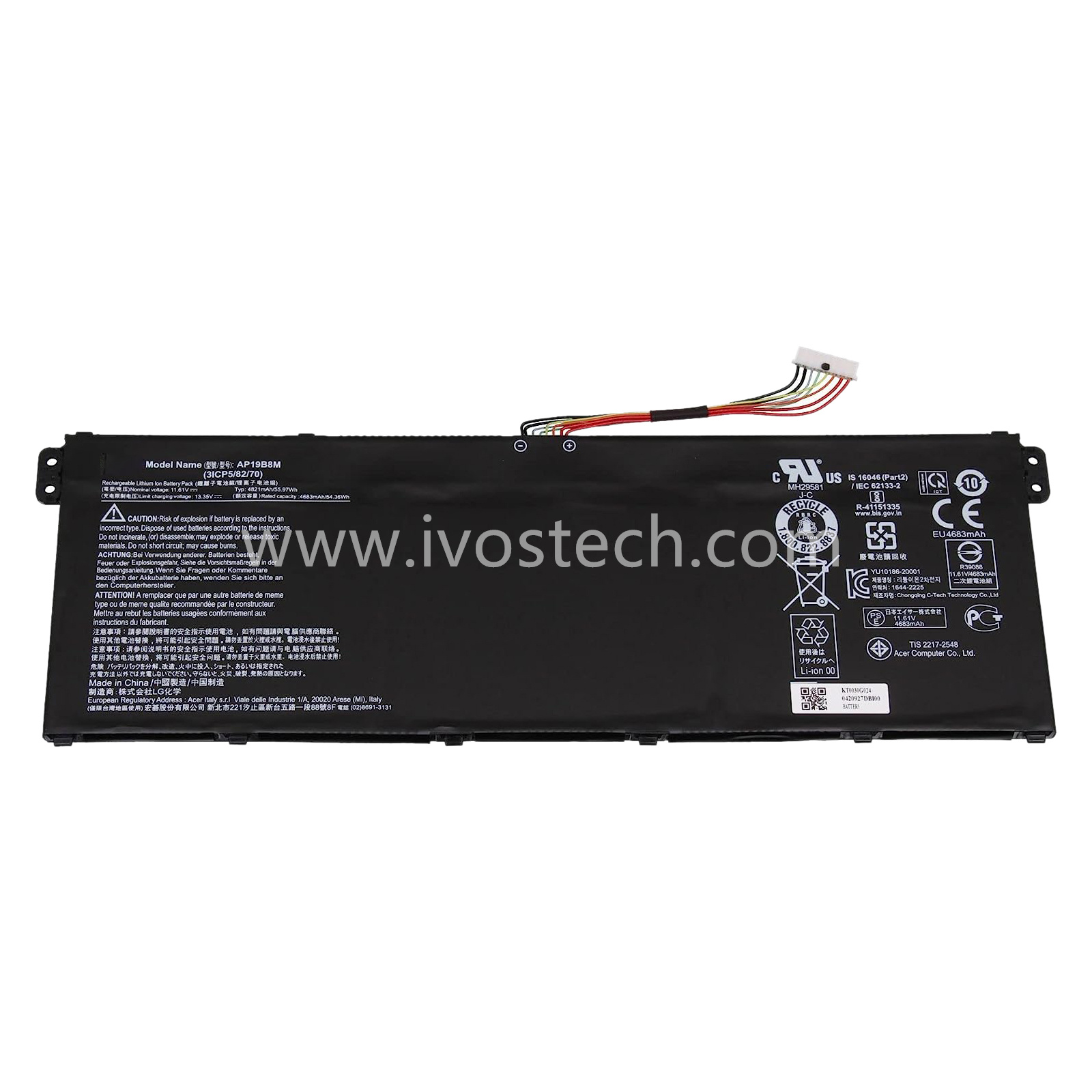 AP19B8M 55.97Wh 11.61V Replacement Laptop Battery for Acer Swift 3 SF314-59 TraveIMate P4 TMP414-51 Series