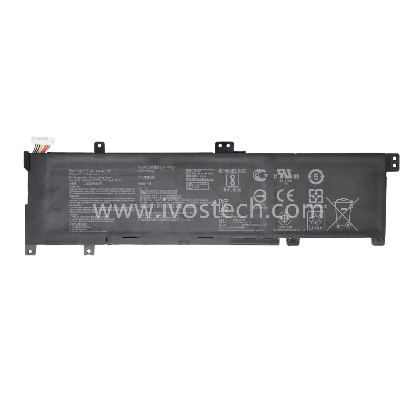 B31N1429 48Wh 11.4V Replacement Laptop Battery for Asus A501LB A501LX A501UB A501UQ A501UW A501UX K501L K501LB Series