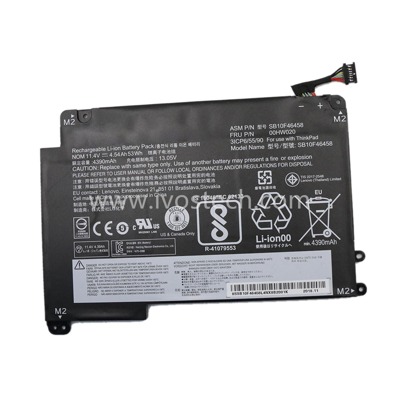 00HW020 53Wh 11.4V Replacement Laptop Battery for Lenovo ThinkPad Yoga 460 20EL 20EM P40 Yoga 20GQ 20GR Yoga 14 20FY Series