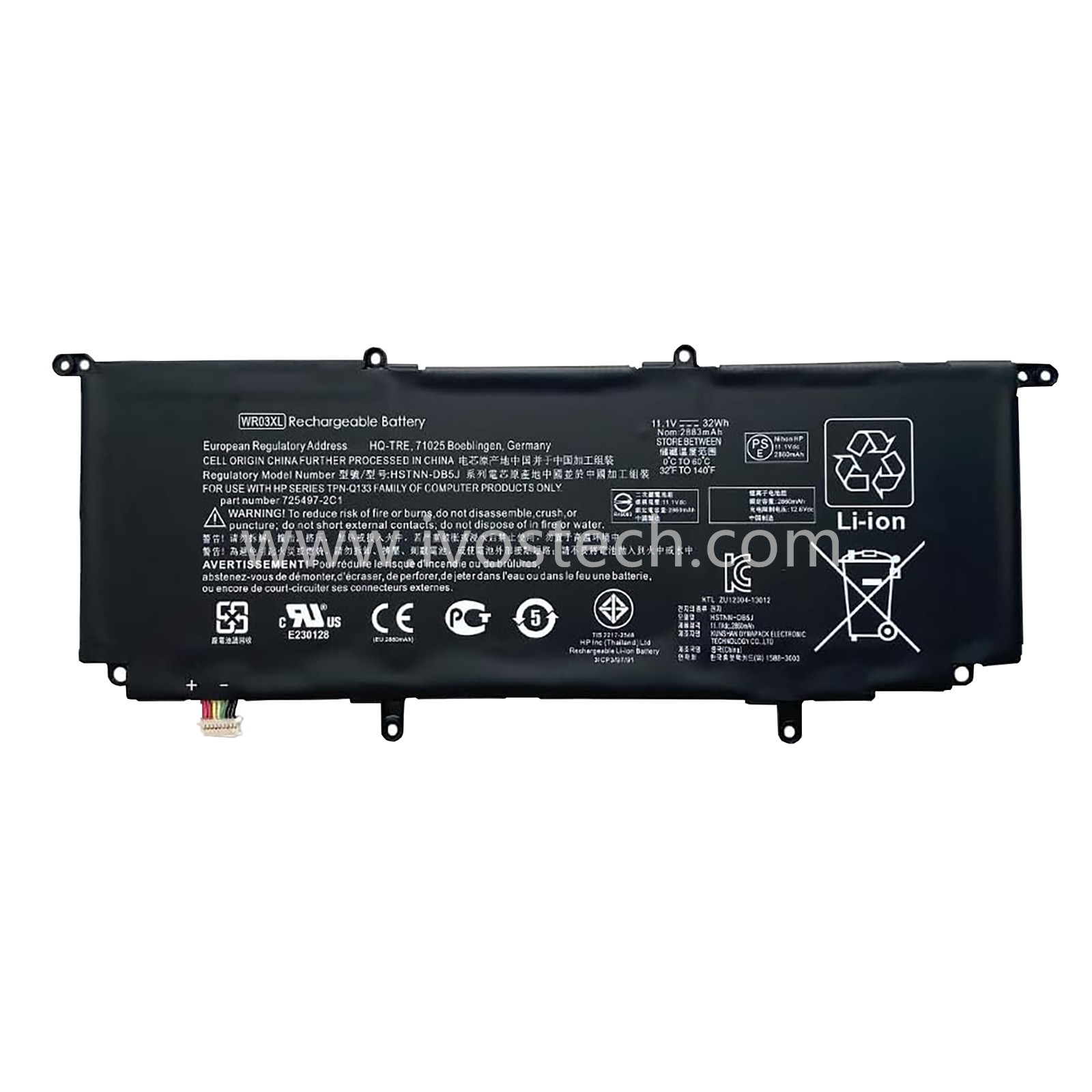 WR03XL 32Wh 11.1V Replacement Laptop Battery for HP Split X2 13-M 13-M000 Series