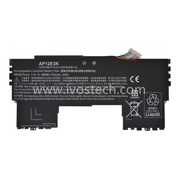 AP12E3K 28Wh 7.4V 3790mAh Replacement Laptop Internal Battery for Acer Aspire S S7-191 Ultrabook 11" Series