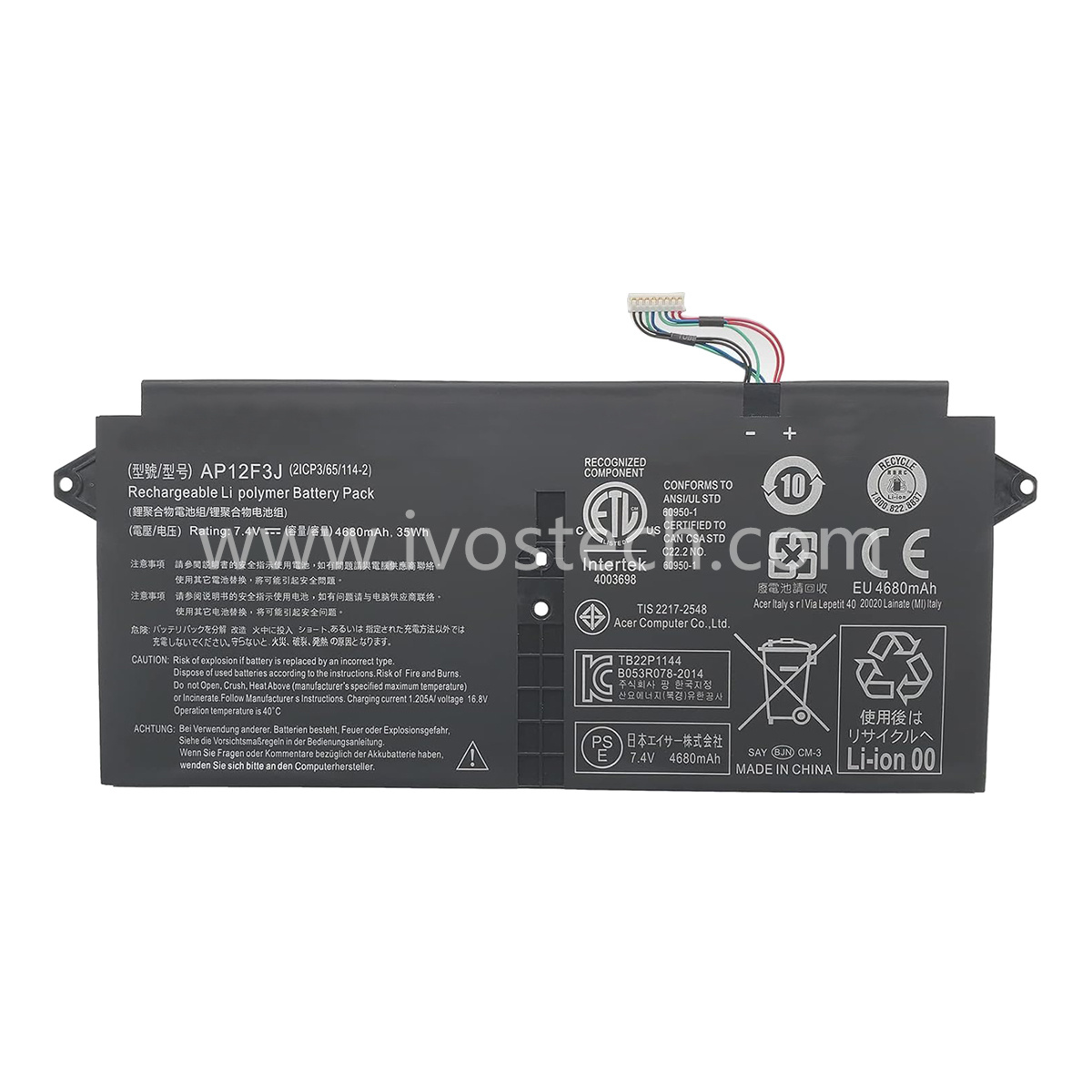 AP12E3K 35Wh 7.4V 4680mAh Replacement Laptop Internal Battery for Acer Aspire S7-391 Series