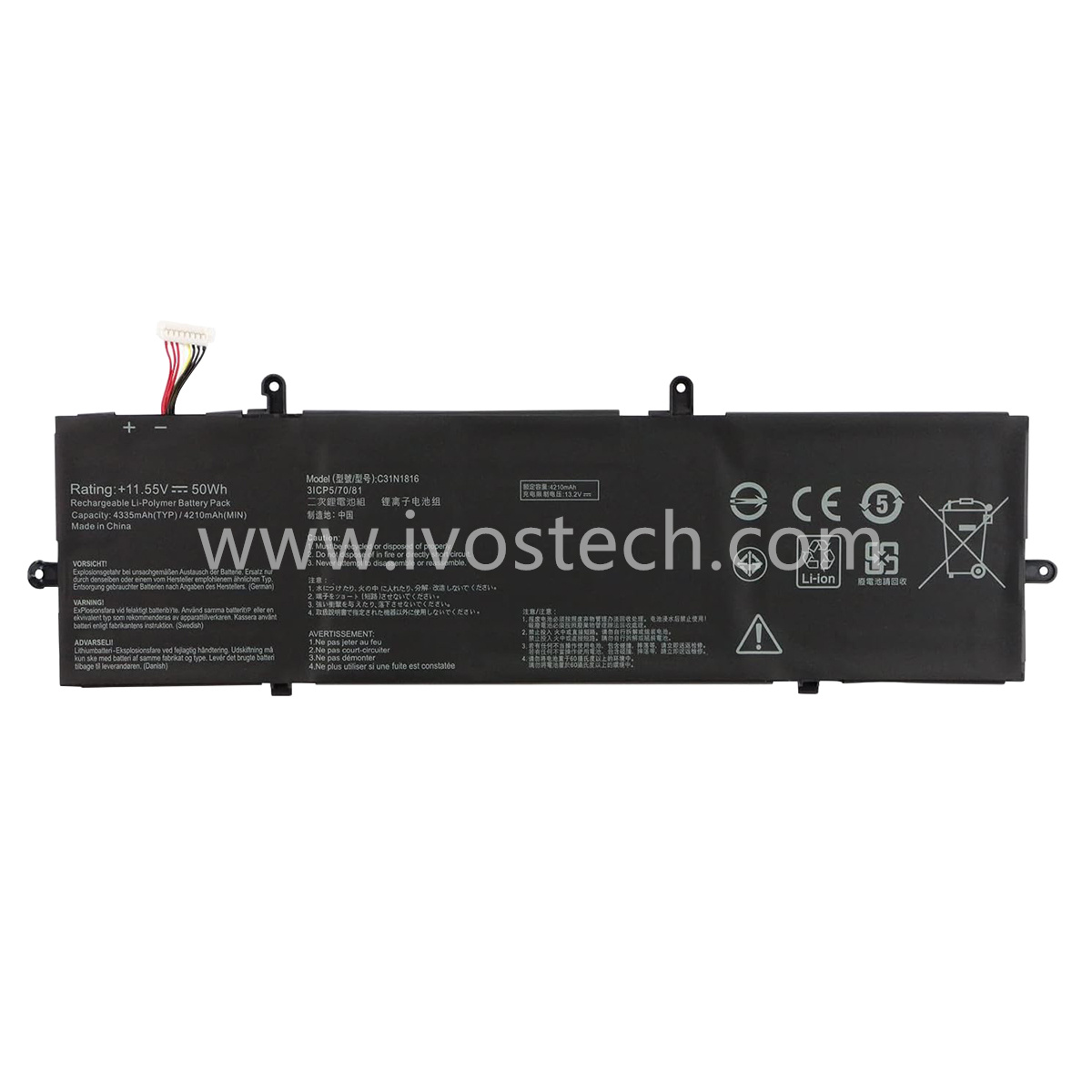 C31N1816 50Wh 11.55V Laptop Battery Notebook Battery Replacement for Asus ZenBook Flip 13 UX362 UX362FA Q326FA Series