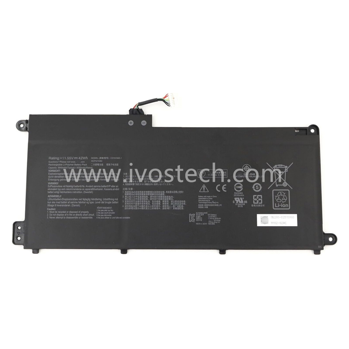 C31N1845-1 42Wh 11.55V Laptop Battery Notebook Battery Replacement for Asus Chromebook Flip C436FA Series